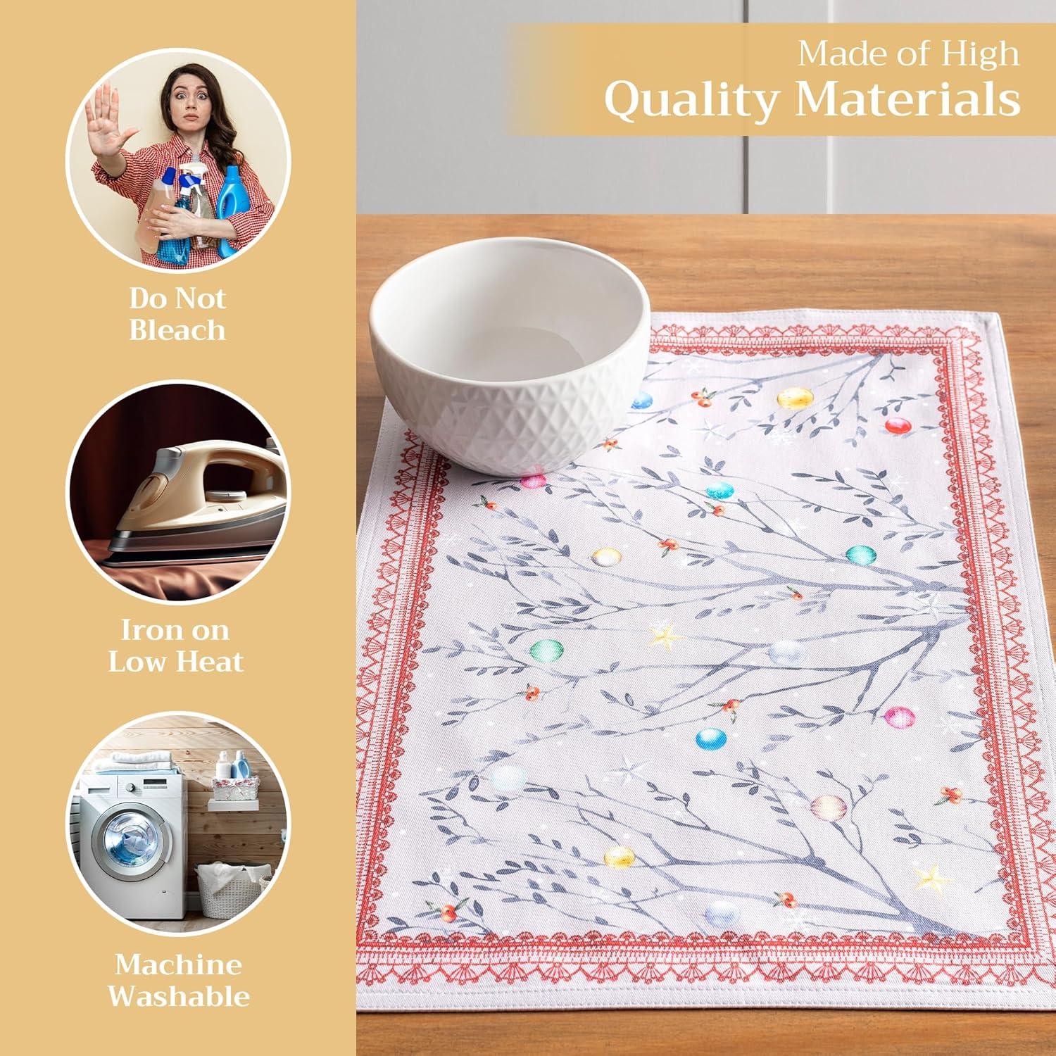 imageMaison d Hermine Placemat 100 Cotton Decorative Placemats Washable Cloth Placemats Home Wedding Restaurant Party ampamp Camping Potiron  ThanksgivingChristmas Set of 407  Fairy Christmas