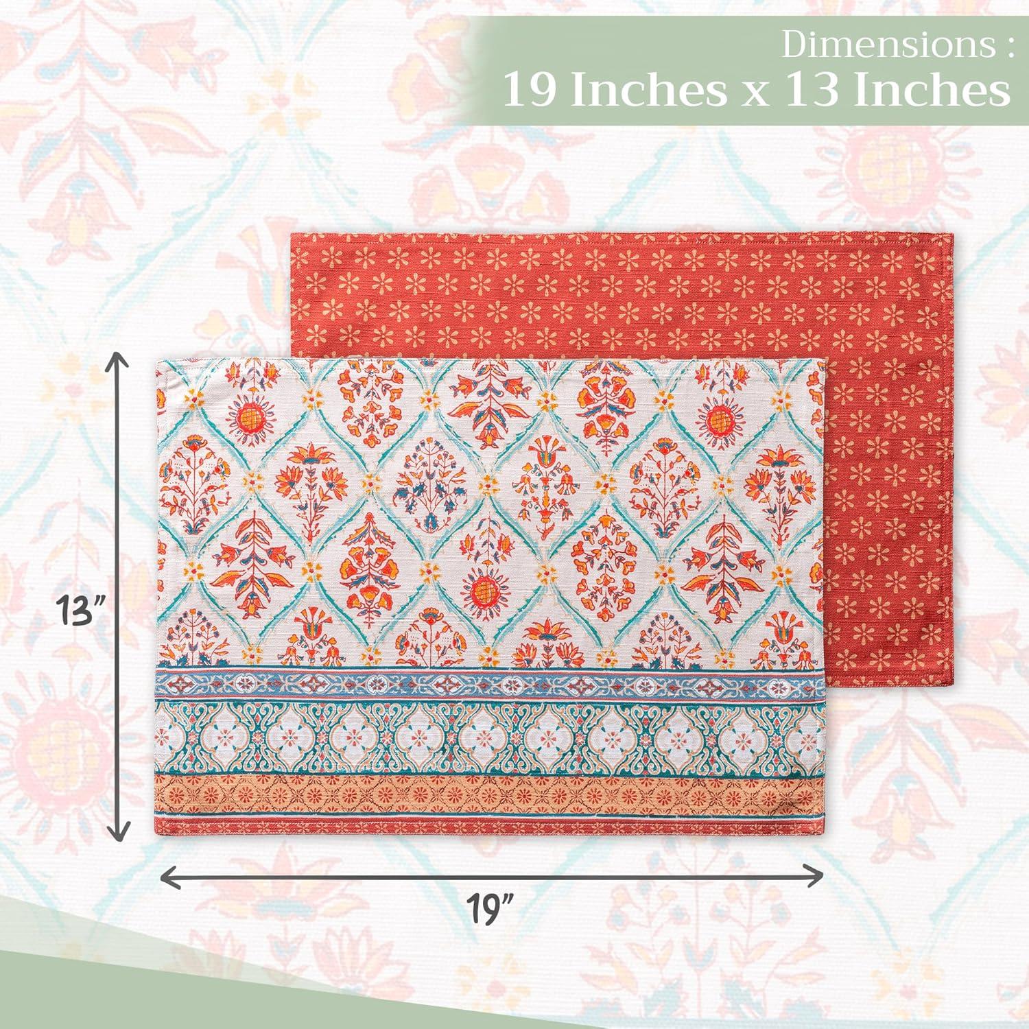 imageMaison d Hermine Placemat 100 Cotton Decorative Placemats Washable Cloth Placemats Home Wedding Restaurant Party ampamp Camping Potiron  ThanksgivingChristmas Set of 411  Romane