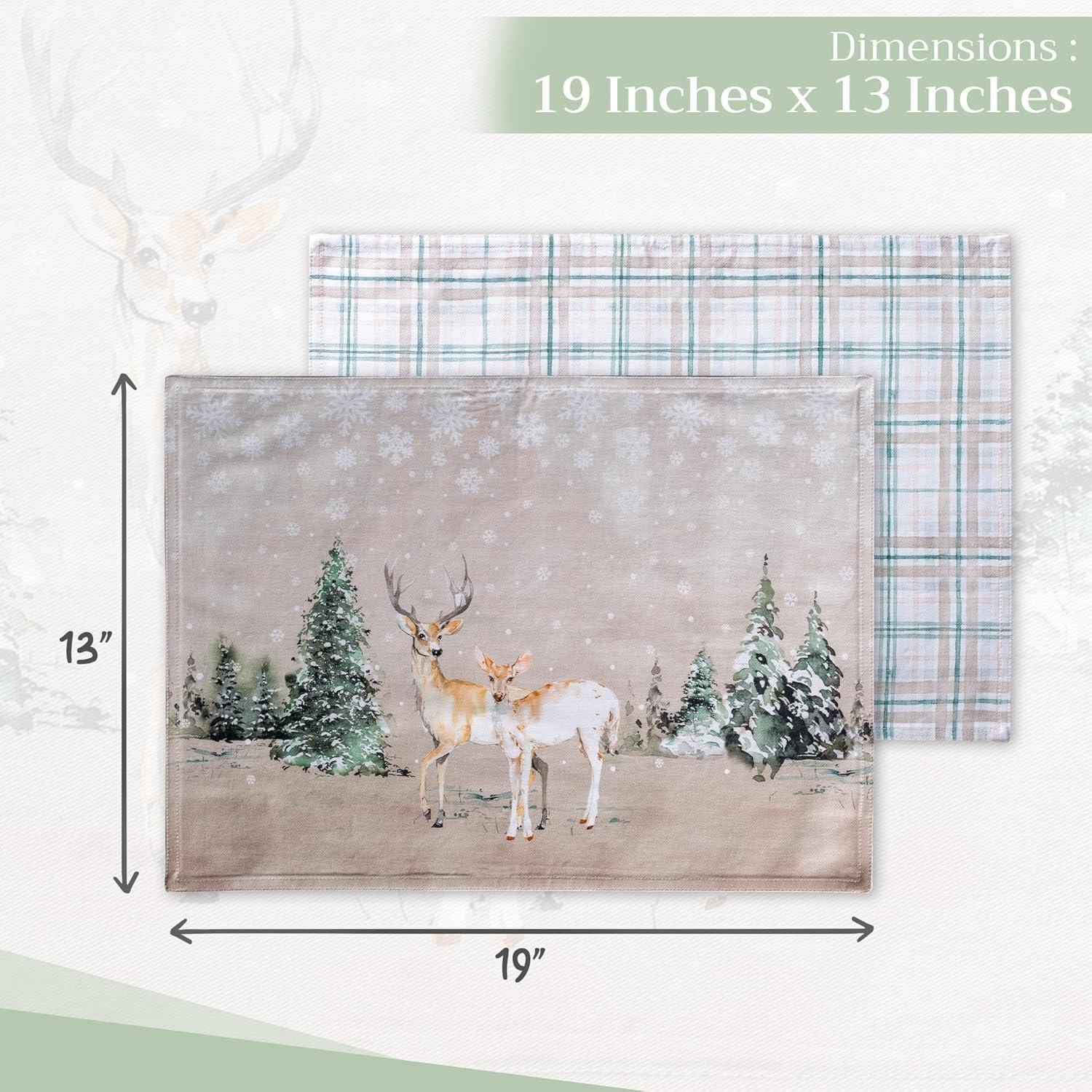imageMaison d Hermine Placemat 100 Cotton Decorative Placemats Washable Cloth Placemats Home Wedding Restaurant Party ampamp Camping Potiron  ThanksgivingChristmas Set of 402  Deer in the Woods