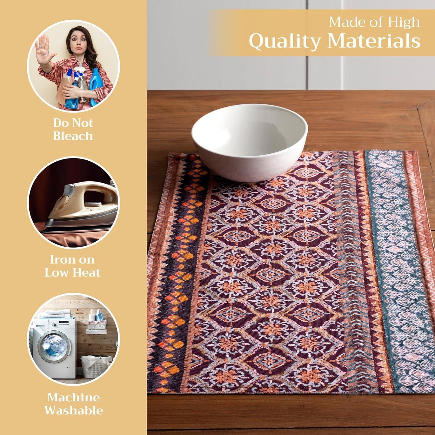 imageMaison d Hermine Placemat 100 Cotton Decorative Placemats Washable Cloth Placemats Home Wedding Restaurant Party ampamp Camping Potiron  ThanksgivingChristmas Set of 422  Fair Isle