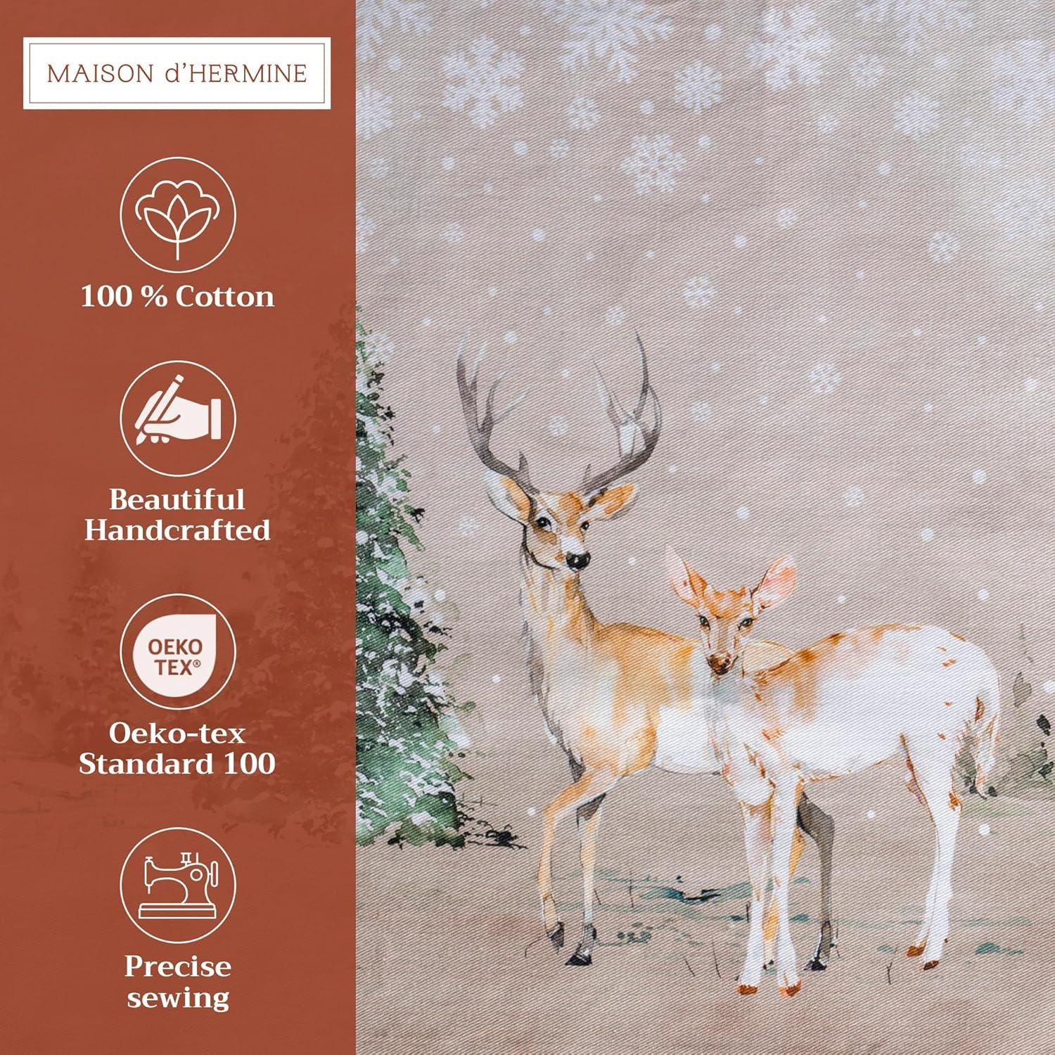 imageMaison d Hermine Placemat 100 Cotton Decorative Placemats Washable Cloth Placemats Home Wedding Restaurant Party ampamp Camping Potiron  ThanksgivingChristmas Set of 402  Deer in the Woods