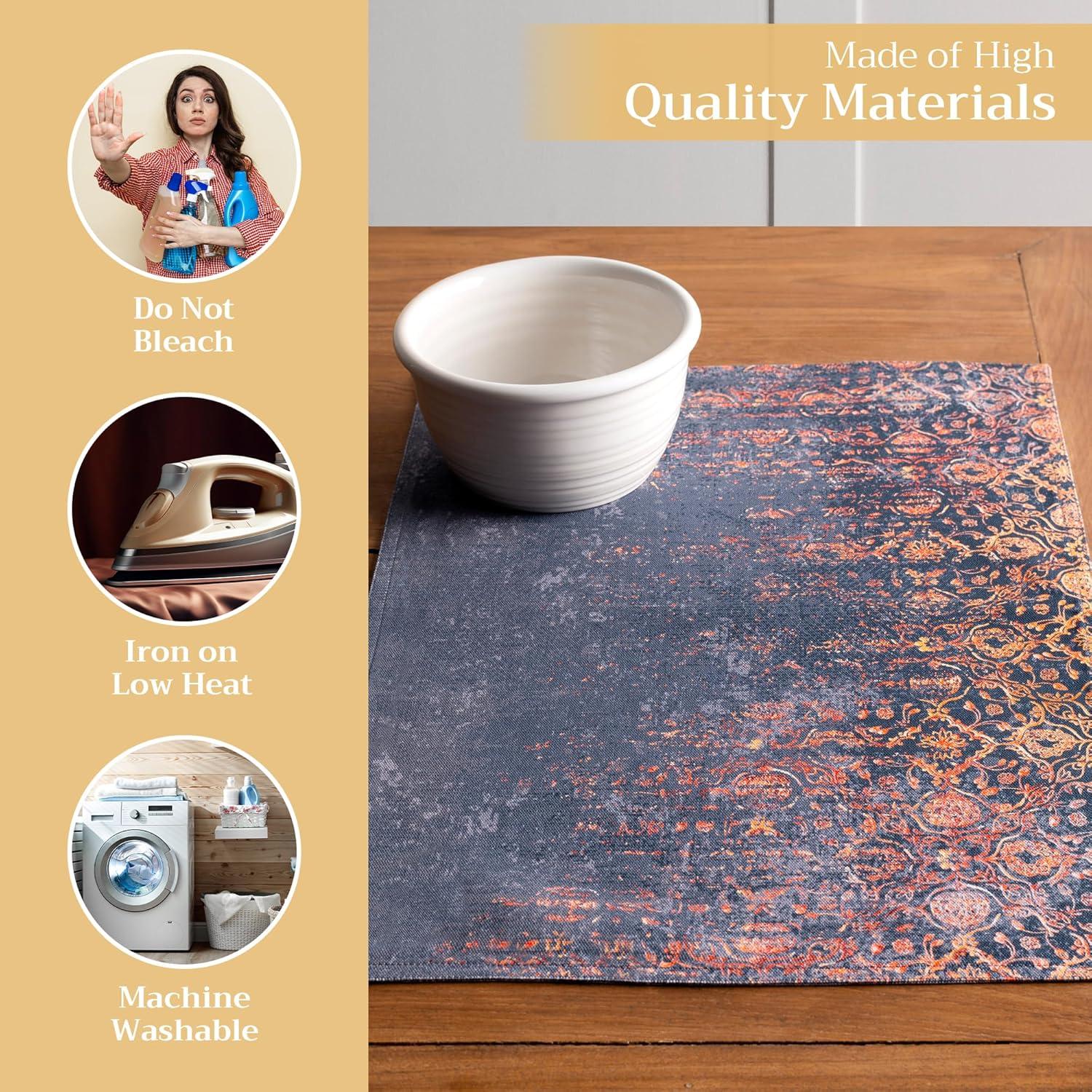 imageMaison d Hermine Placemat 100 Cotton Decorative Placemats Washable Cloth Placemats Home Wedding Restaurant Party ampamp Camping Potiron  ThanksgivingChristmas Set of 416  Imperfection