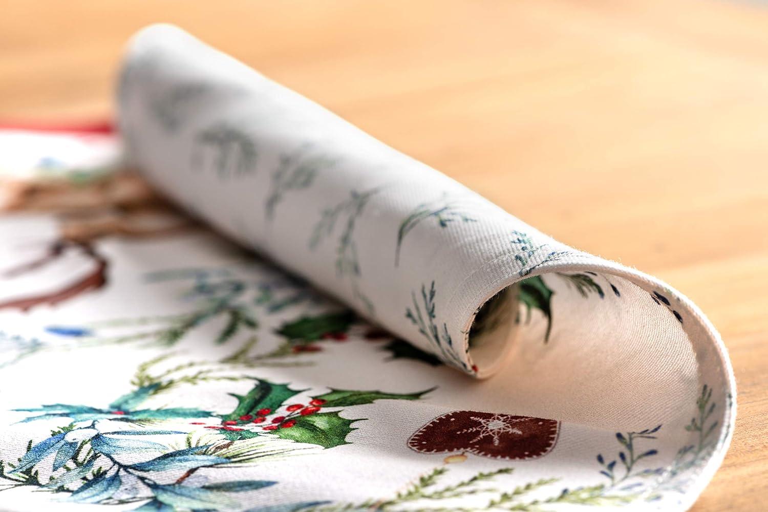 imageMaison d Hermine Placemat 100 Cotton Decorative Placemats Washable Cloth Placemats Home Wedding Restaurant Party ampamp Camping Potiron  ThanksgivingChristmas Set of 404  Holly Time