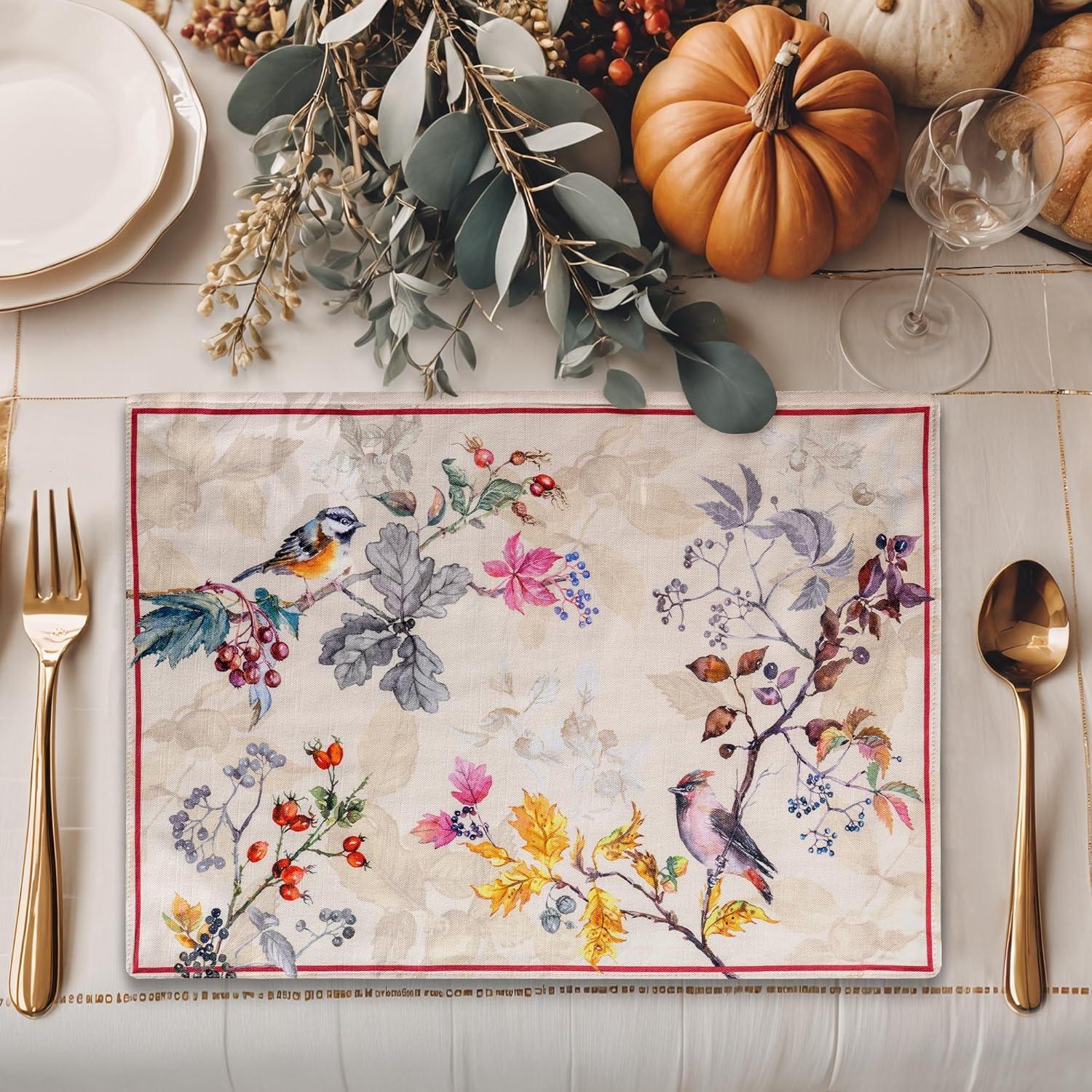 imageMaison d Hermine Placemat 100 Cotton Decorative Placemats Washable Cloth Placemats Home Wedding Restaurant Party ampamp Camping Potiron  ThanksgivingChristmas Set of 403  Equinoxe  Beige
