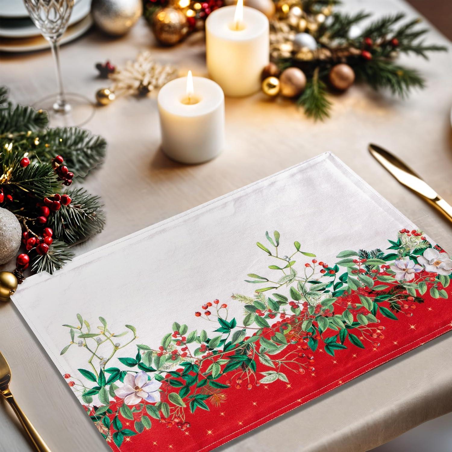 imageMaison d Hermine Placemat 100 Cotton Decorative Placemats Washable Cloth Placemats Home Wedding Restaurant Party ampamp Camping Potiron  ThanksgivingChristmas Set of 420  Noel
