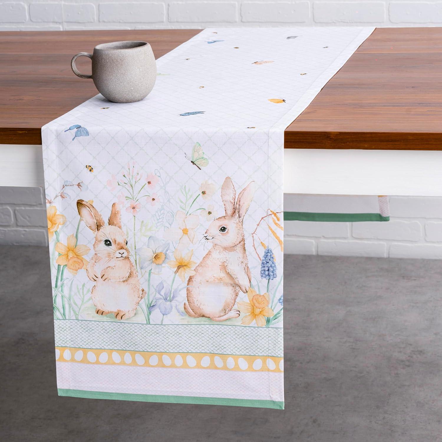 imageMaison dHermine Table Runner 100 Cotton Single Layer Easter Table Runners 72 inches Long Home Kitchen Dining Party ampamp Camping  Easter Decorations Spring ampamp Summer Printemps 1450quot x 72quot15  Easter Dew