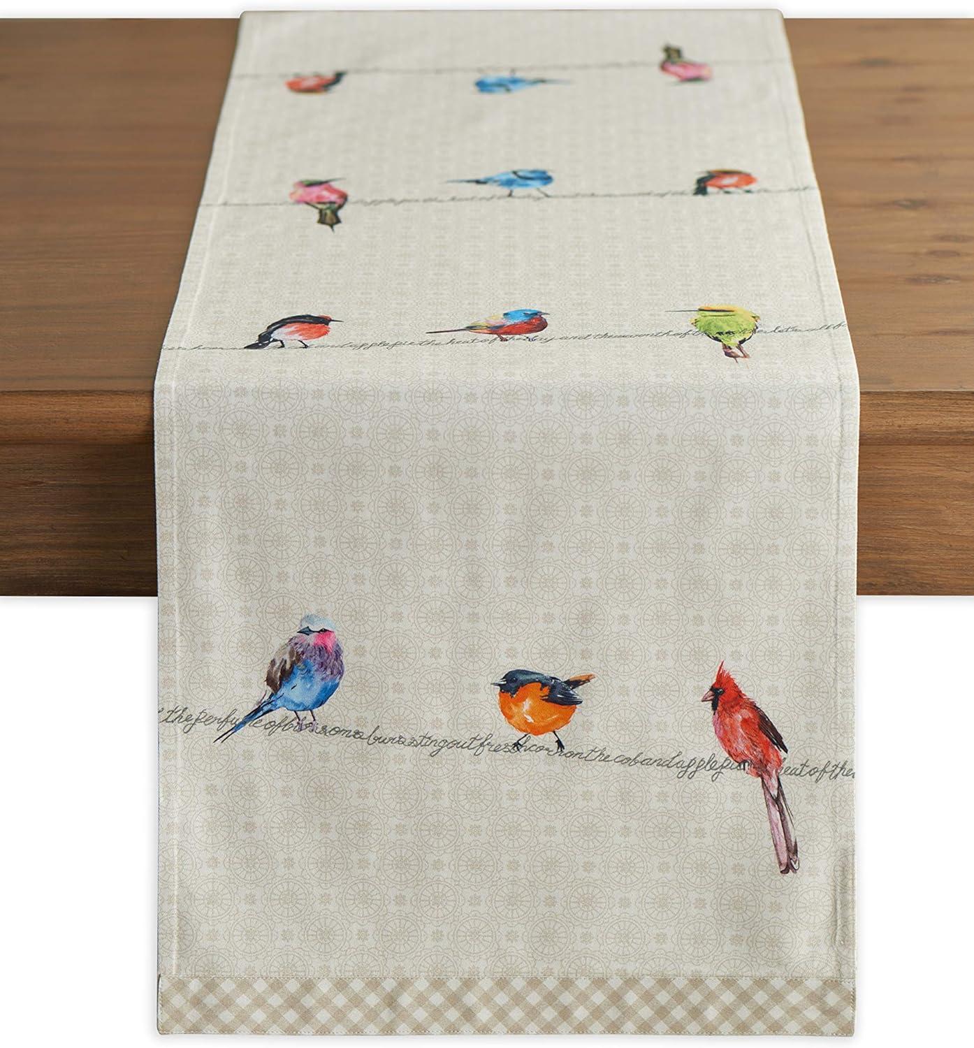 imageMaison dHermine Table Runner 100 Cotton Single Layer Easter Table Runners 72 inches Long Home Kitchen Dining Party ampamp Camping  Easter Decorations Spring ampamp Summer Printemps 1450quot x 72quot09  Birdies on Wire