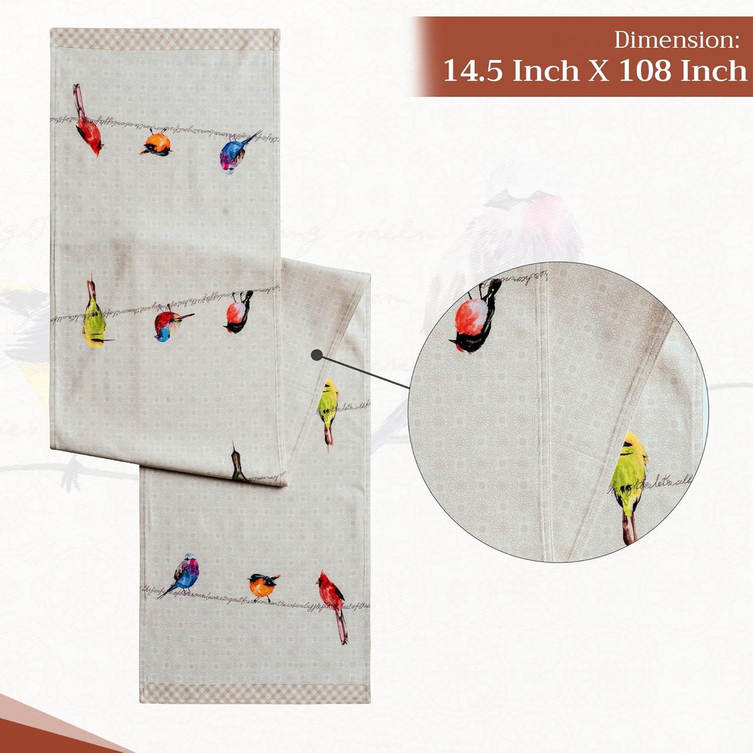 imageMaison dHermine Table Runner 100 Cotton Single Layer Easter Table Runners 72 inches Long Home Kitchen Dining Party ampamp Camping  Easter Decorations Spring ampamp Summer Printemps 1450quot x 72quot09  Birdies on Wire