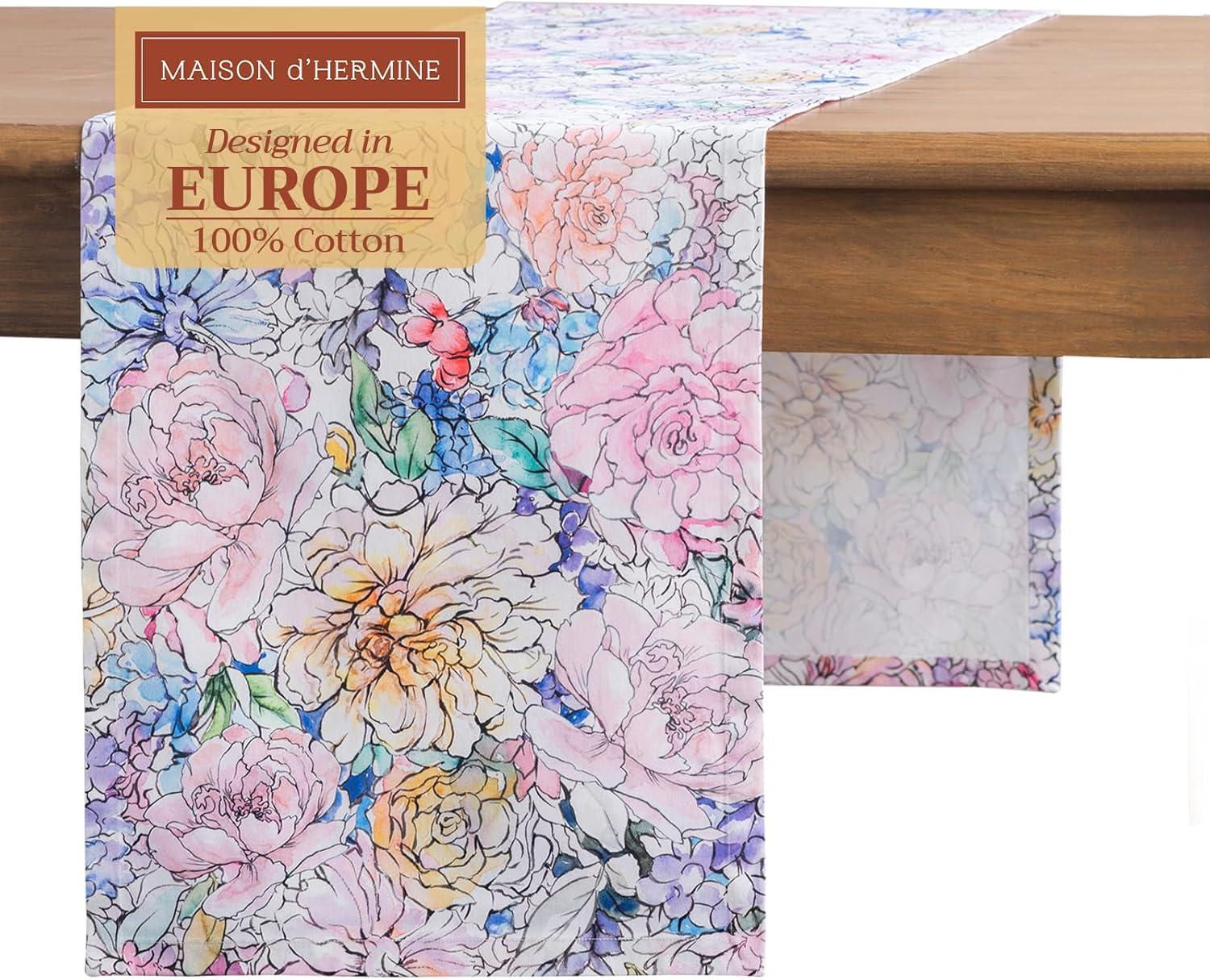 imageMaison dHermine Table Runner 100 Cotton Single Layer Easter Table Runners 72 inches Long Home Kitchen Dining Party ampamp Camping  Easter Decorations Spring ampamp Summer Printemps 1450quot x 72quot22  Floral Love