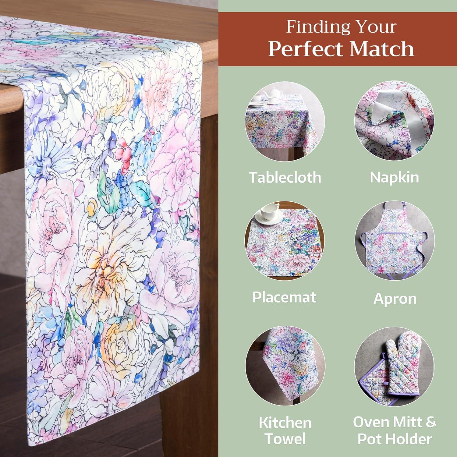 imageMaison dHermine Table Runner 100 Cotton Single Layer Easter Table Runners 72 inches Long Home Kitchen Dining Party ampamp Camping  Easter Decorations Spring ampamp Summer Printemps 1450quot x 72quot22  Floral Love