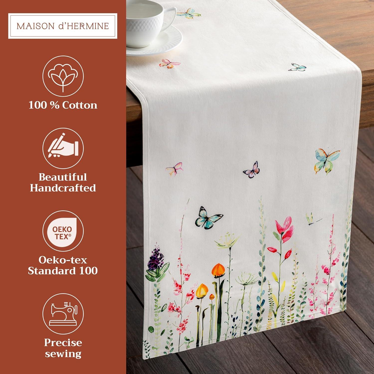 imageMaison dHermine Table Runner 100 Cotton Single Layer Easter Table Runners 72 inches Long Home Kitchen Dining Party ampamp Camping  Easter Decorations Spring ampamp Summer Printemps 1450quot x 72quot02  Botanical Fresh