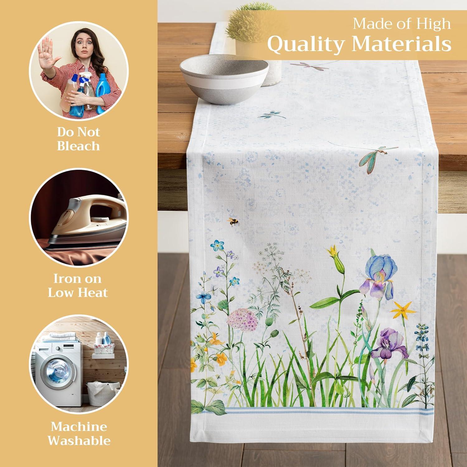 imageMaison dHermine Table Runner 100 Cotton Single Layer Easter Table Runners 72 inches Long Home Kitchen Dining Party ampamp Camping  Easter Decorations Spring ampamp Summer Printemps 1450quot x 72quot07  Fleurs De Mai