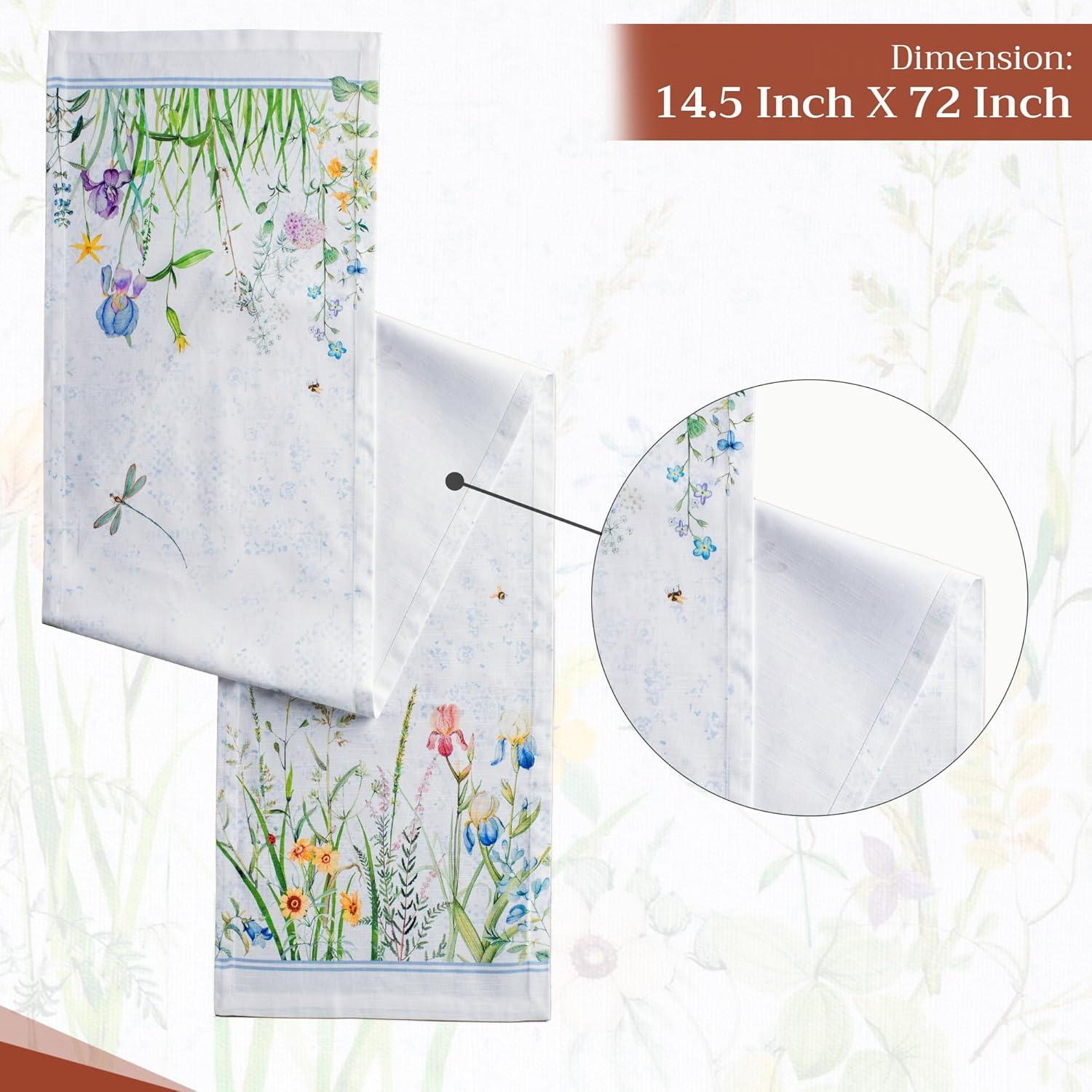 imageMaison dHermine Table Runner 100 Cotton Single Layer Easter Table Runners 72 inches Long Home Kitchen Dining Party ampamp Camping  Easter Decorations Spring ampamp Summer Printemps 1450quot x 72quot07  Fleurs De Mai