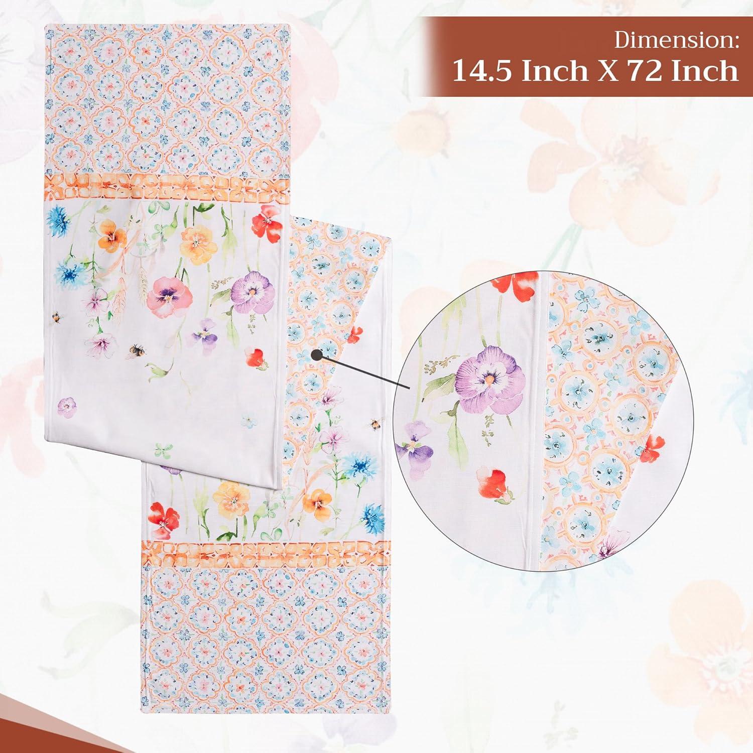 imageMaison dHermine Table Runner 100 Cotton Single Layer Easter Table Runners 72 inches Long Home Kitchen Dining Party ampamp Camping  Easter Decorations Spring ampamp Summer Printemps 1450quot x 72quot19  Summer Whisper