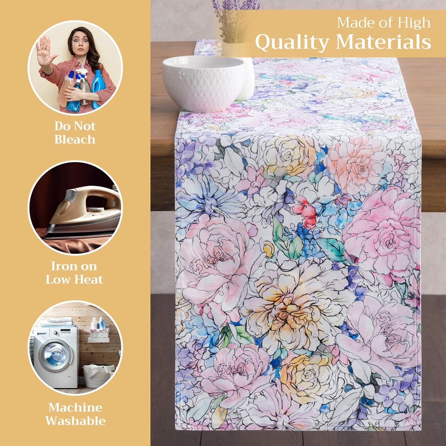 imageMaison dHermine Table Runner 100 Cotton Single Layer Easter Table Runners 72 inches Long Home Kitchen Dining Party ampamp Camping  Easter Decorations Spring ampamp Summer Printemps 1450quot x 72quot22  Floral Love