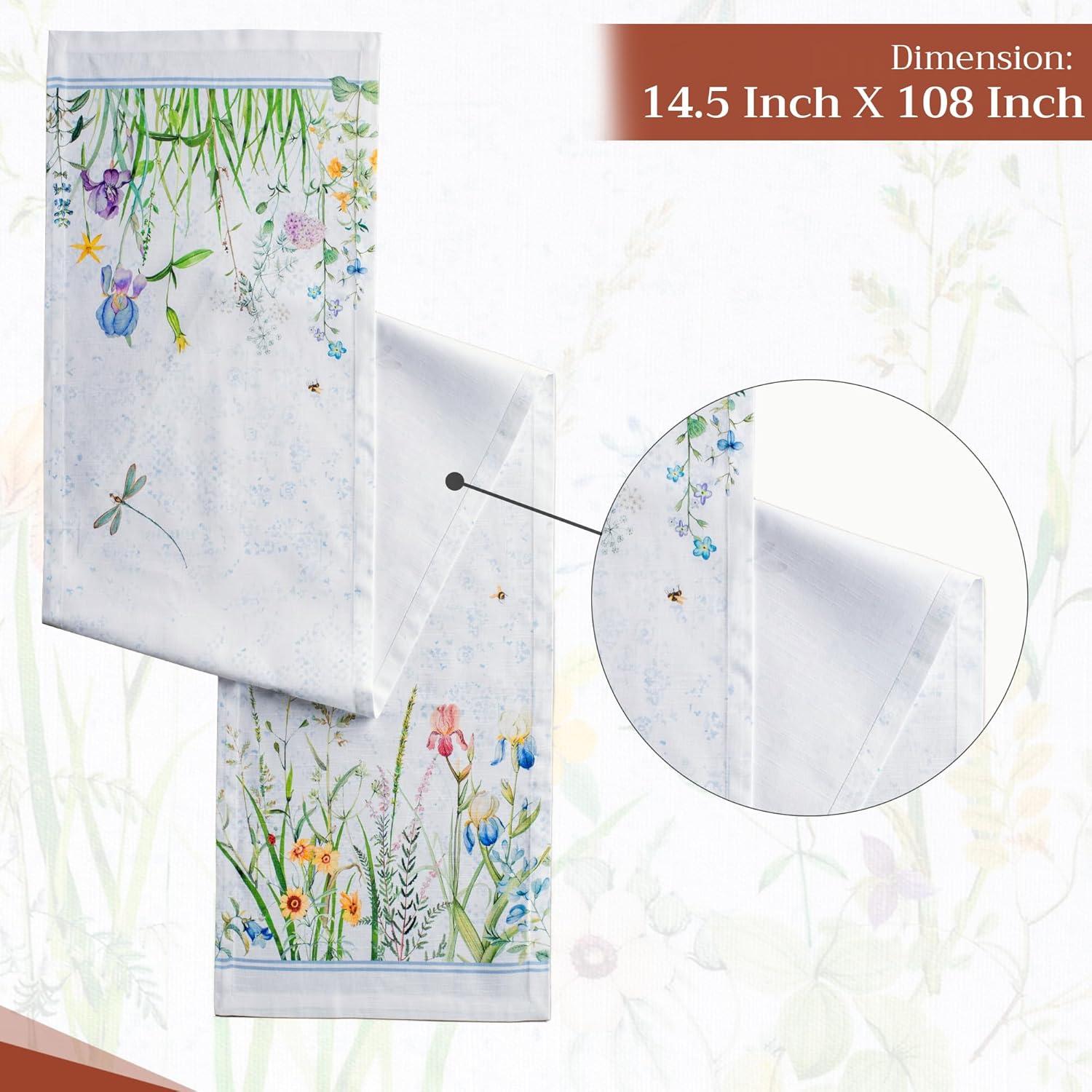 imageMaison dHermine Table Runner 100 Cotton Single Layer Easter Table Runners 72 inches Long Home Kitchen Dining Party ampamp Camping  Easter Decorations Spring ampamp Summer Printemps 1450quot x 72quot07  Fleurs De Mai
