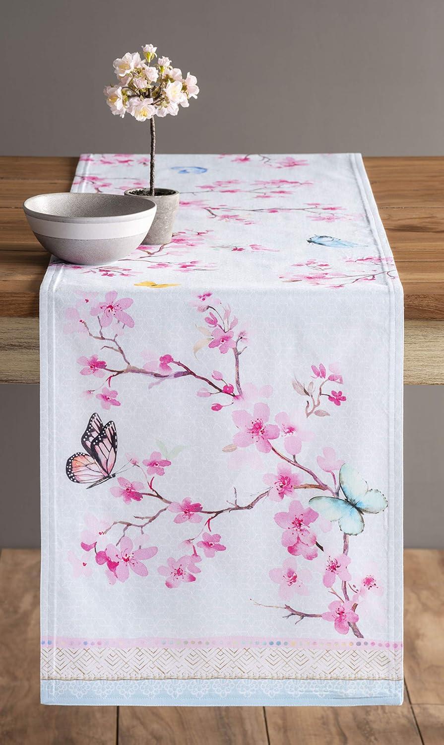 imageMaison dHermine Table Runner 100 Cotton Single Layer Easter Table Runners 72 inches Long Home Kitchen Dining Party ampamp Camping  Easter Decorations Spring ampamp Summer Printemps 1450quot x 72quot08  Blossoms in Spring