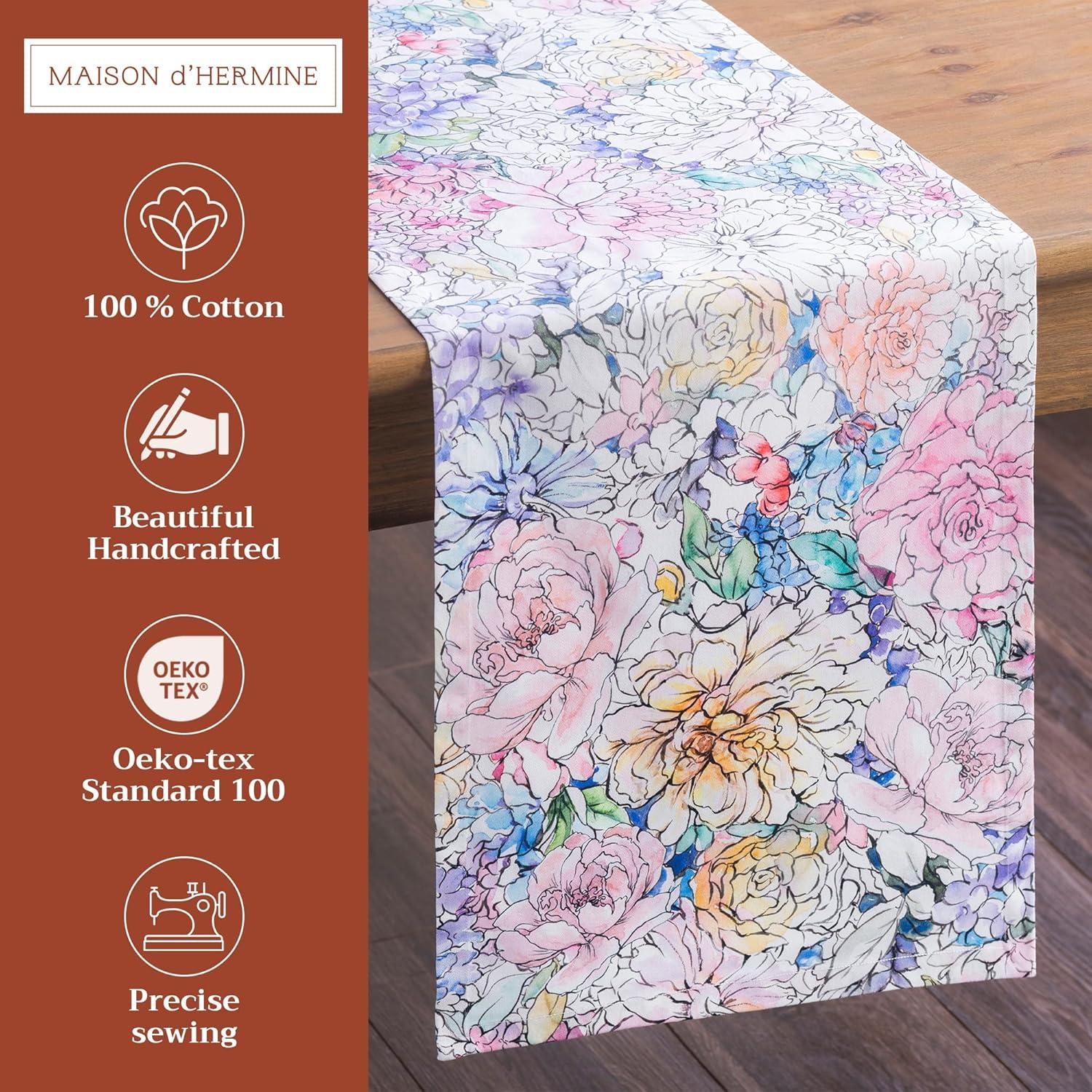 imageMaison dHermine Table Runner 100 Cotton Single Layer Easter Table Runners 72 inches Long Home Kitchen Dining Party ampamp Camping  Easter Decorations Spring ampamp Summer Printemps 1450quot x 72quot22  Floral Love