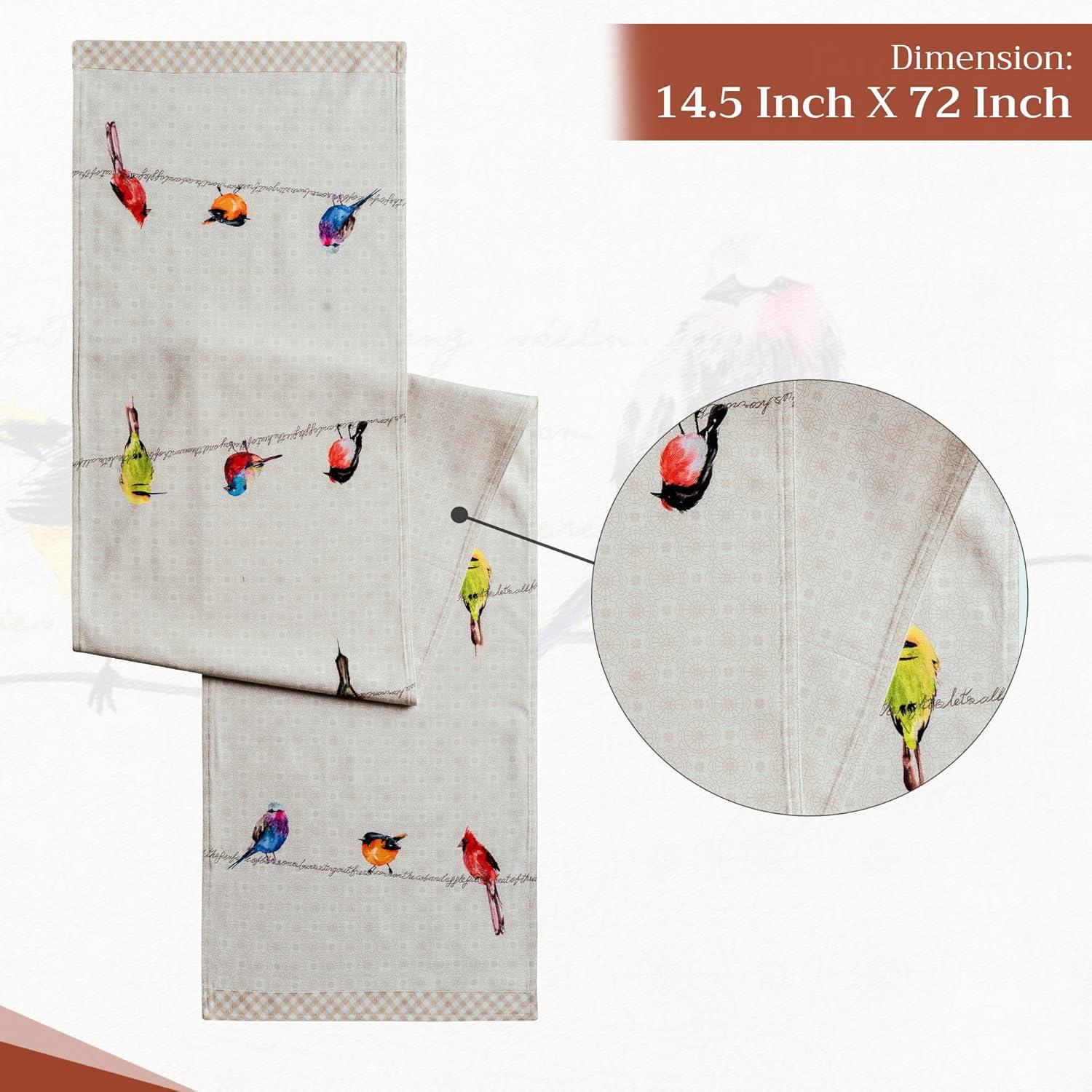 imageMaison dHermine Table Runner 100 Cotton Single Layer Easter Table Runners 72 inches Long Home Kitchen Dining Party ampamp Camping  Easter Decorations Spring ampamp Summer Printemps 1450quot x 72quot09  Birdies on Wire