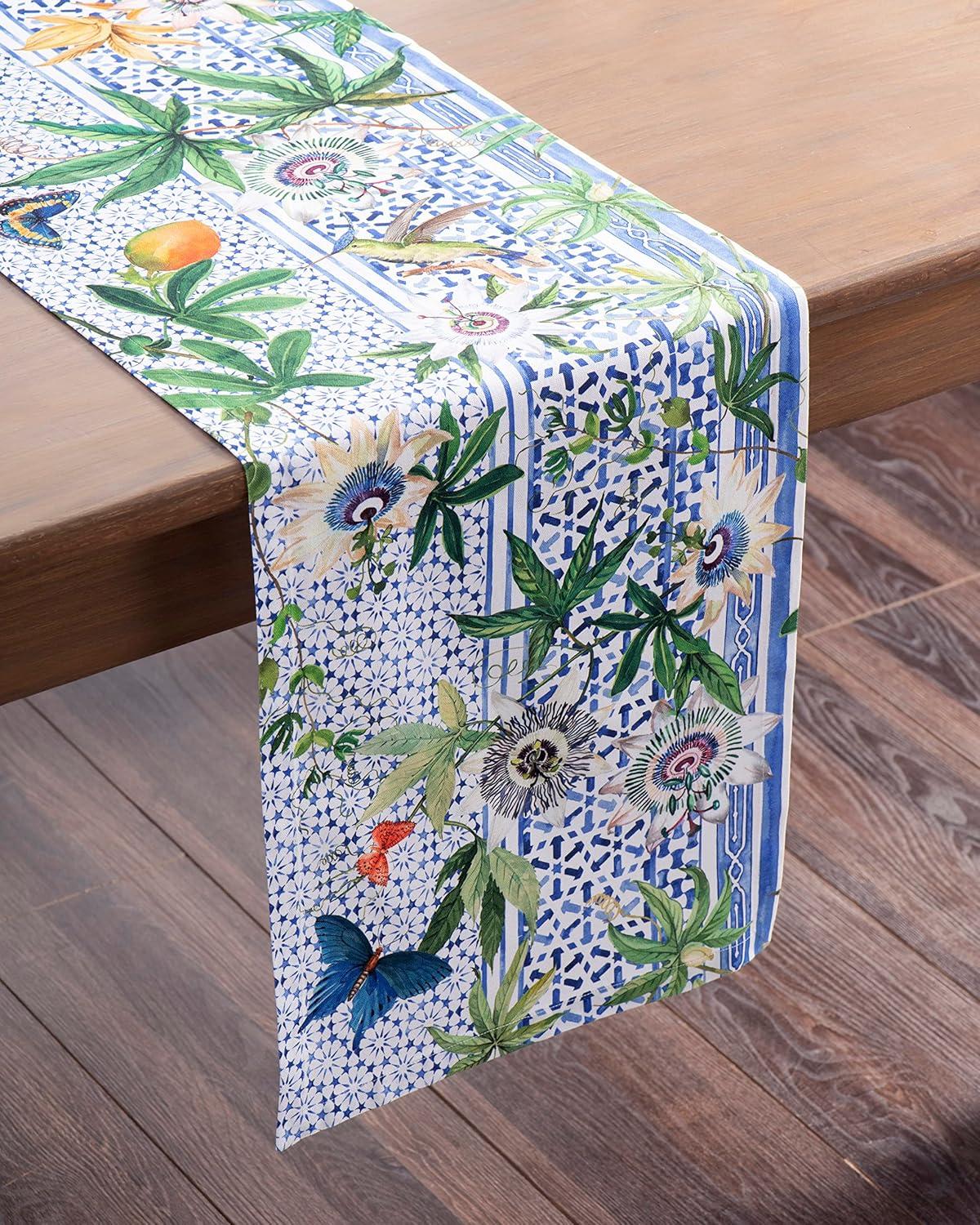 imageMaison dHermine Table Runner 100 Cotton Single Layer Easter Table Runners 72 inches Long Home Kitchen Dining Party ampamp Camping  Easter Decorations Spring ampamp Summer Printemps 1450quot x 72quot26  Passiflora