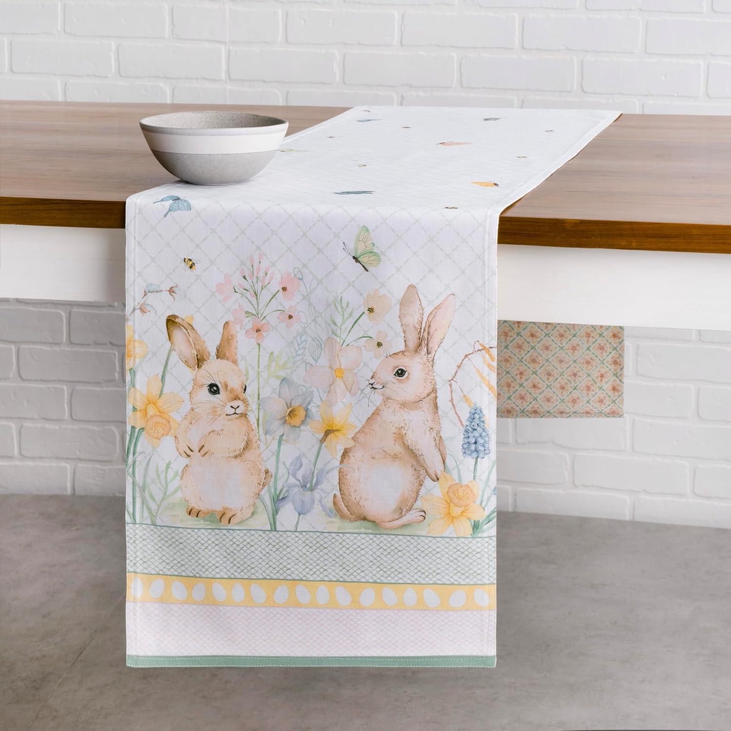 imageMaison dHermine Table Runner 100 Cotton Single Layer Easter Table Runners 72 inches Long Home Kitchen Dining Party ampamp Camping  Easter Decorations Spring ampamp Summer Printemps 1450quot x 72quot15  Easter Dew