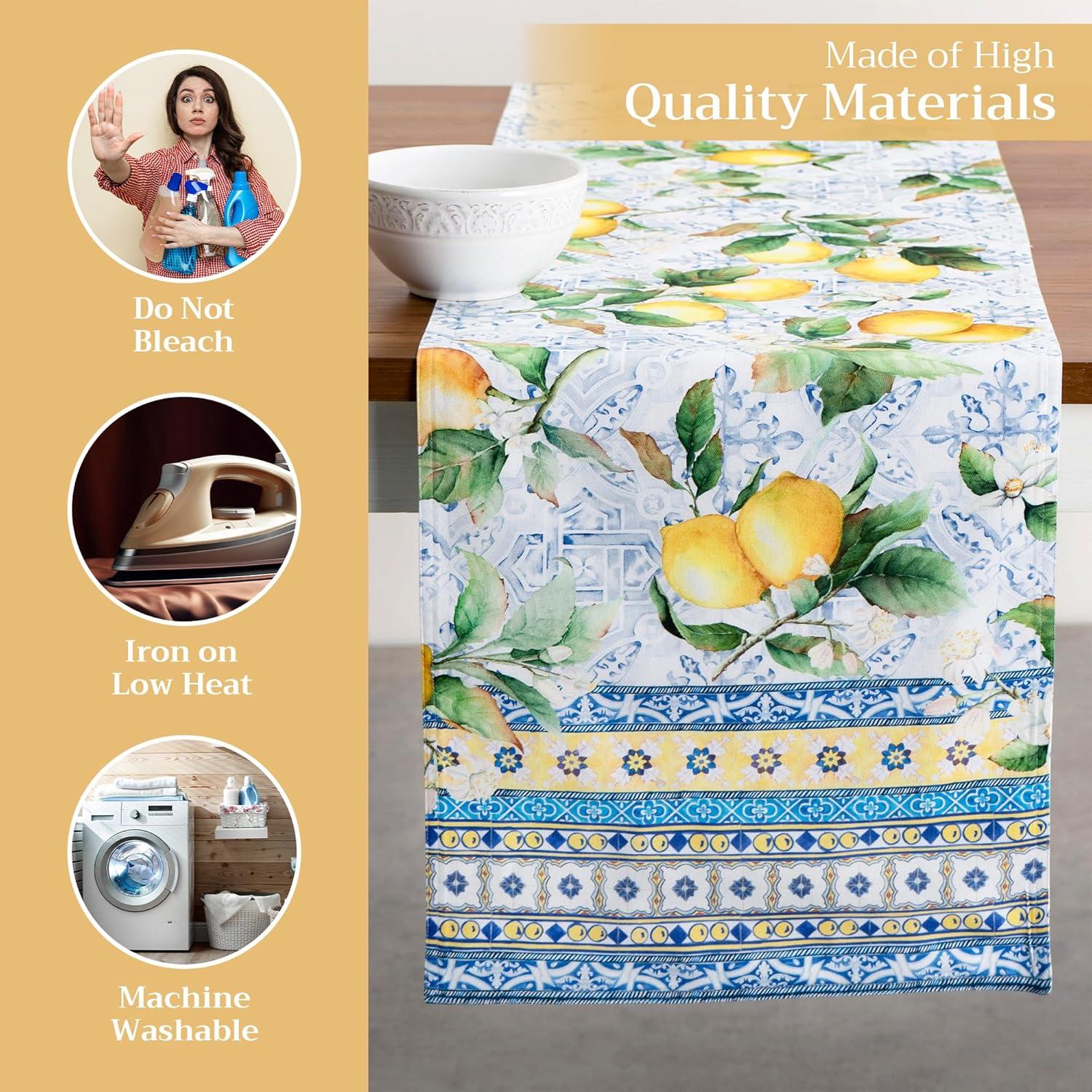 imageMaison dHermine Table Runner 100 Cotton Single Layer Easter Table Runners 72 inches Long Home Kitchen Dining Party ampamp Camping  Easter Decorations Spring ampamp Summer Printemps 1450quot x 72quot28  Citrus