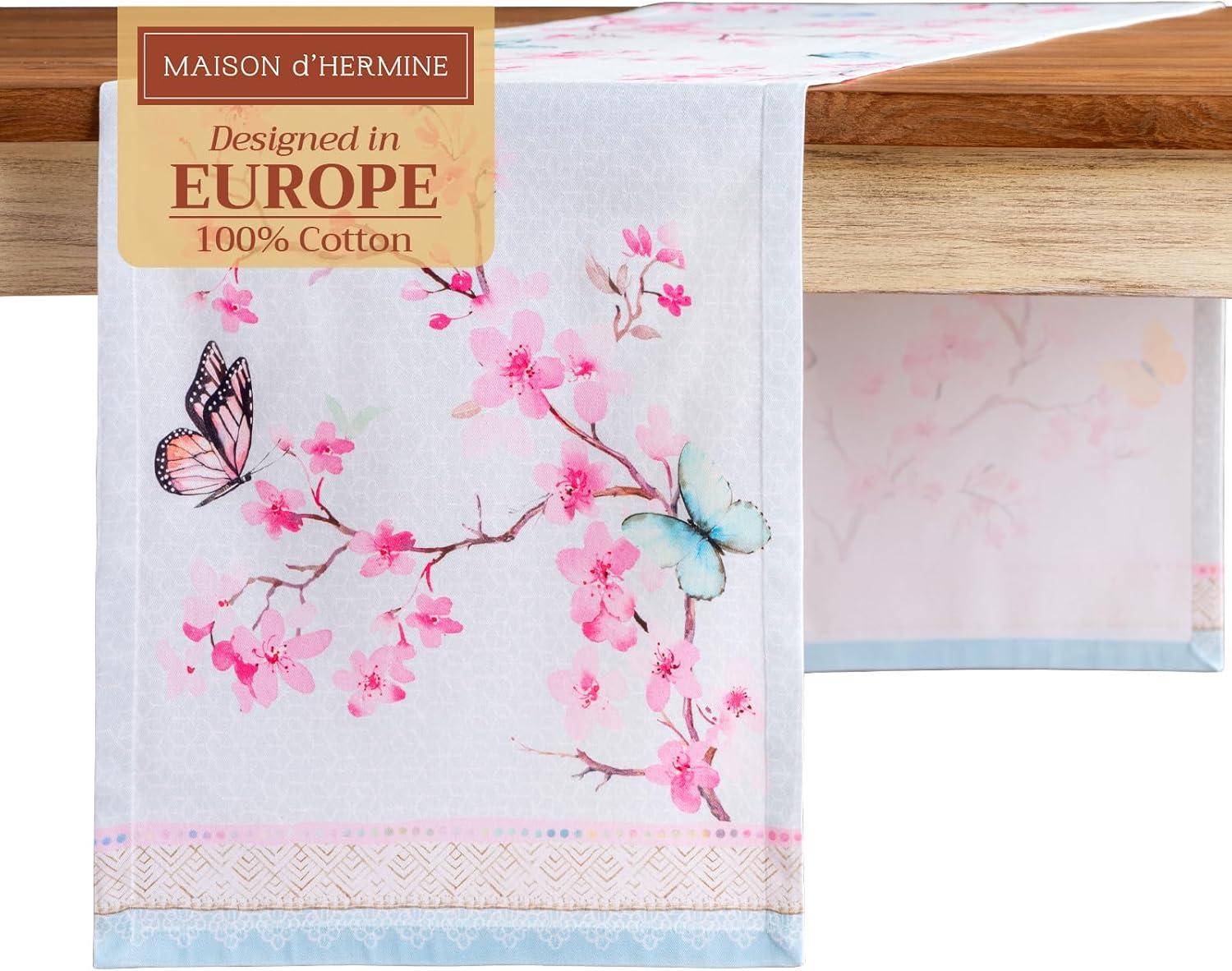 imageMaison dHermine Table Runner 100 Cotton Single Layer Easter Table Runners 72 inches Long Home Kitchen Dining Party ampamp Camping  Easter Decorations Spring ampamp Summer Printemps 1450quot x 72quot08  Blossoms in Spring