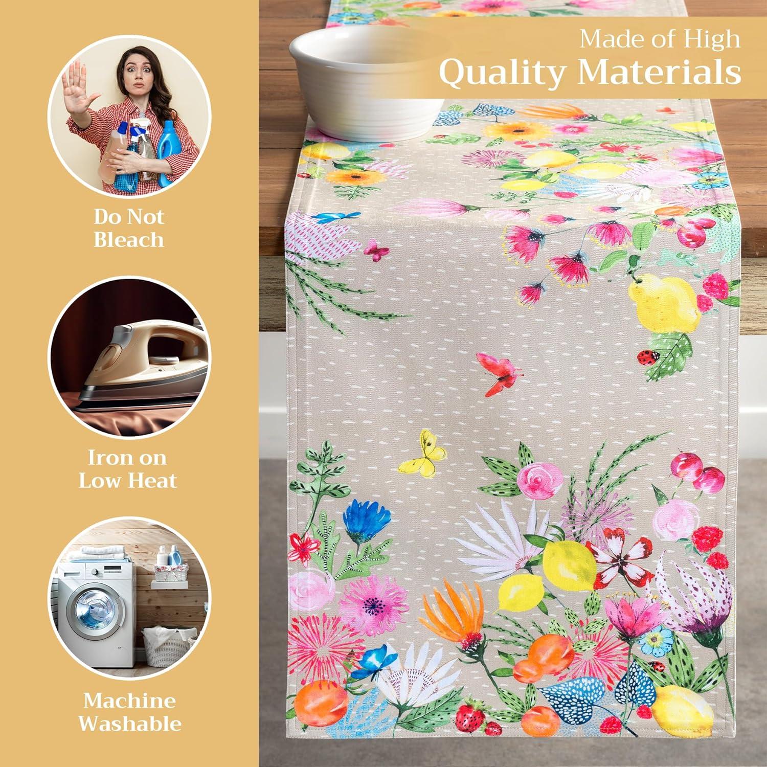 imageMaison dHermine Table Runner 100 Cotton Single Layer Easter Table Runners 72 inches Long Home Kitchen Dining Party ampamp Camping  Easter Decorations Spring ampamp Summer Printemps 1450quot x 72quot25  Jardin Dete  Fog