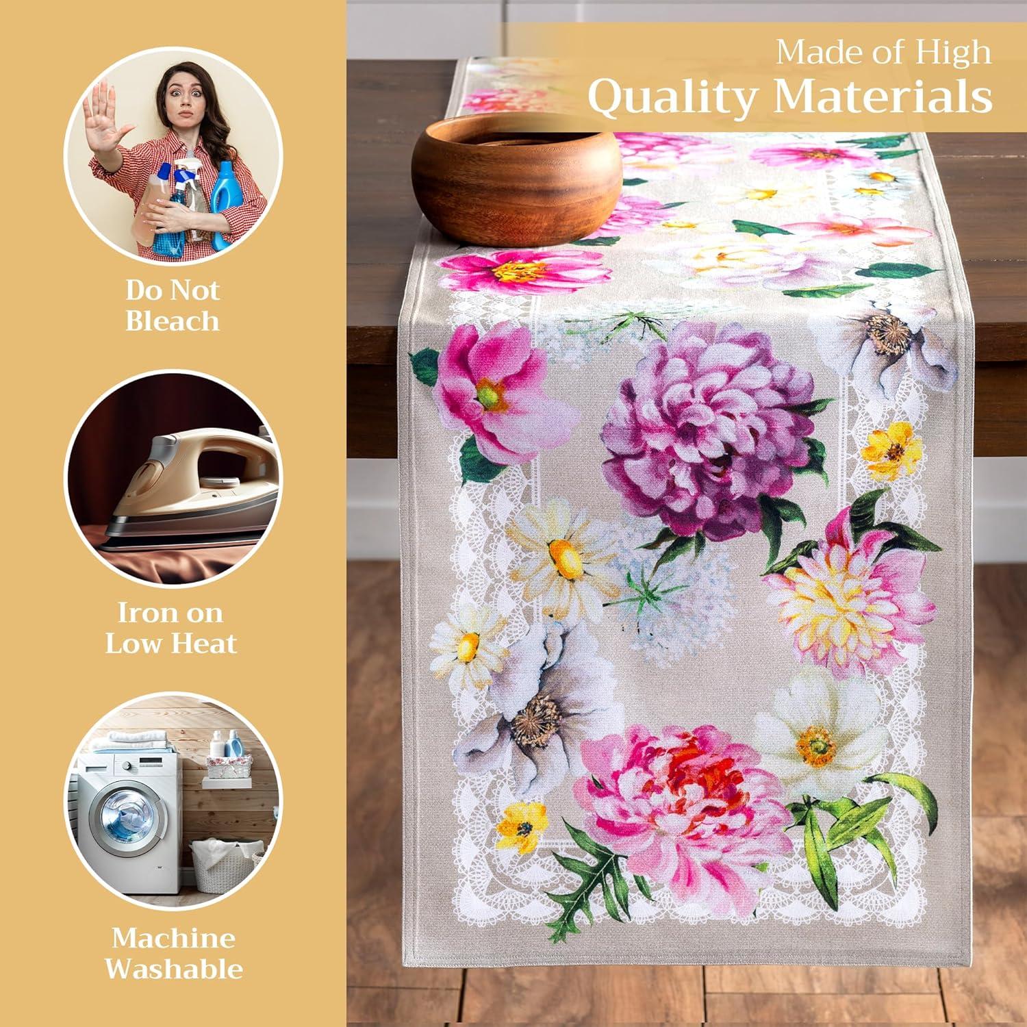 imageMaison dHermine Table Runner 100 Cotton Single Layer Easter Table Runners 72 inches Long Home Kitchen Dining Party ampamp Camping  Easter Decorations Spring ampamp Summer Printemps 1450quot x 72quot21  Pivoine