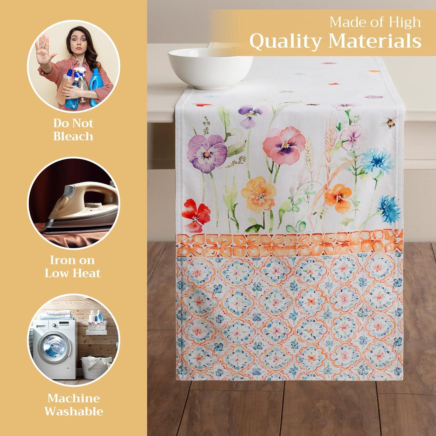 imageMaison dHermine Table Runner 100 Cotton Single Layer Easter Table Runners 72 inches Long Home Kitchen Dining Party ampamp Camping  Easter Decorations Spring ampamp Summer Printemps 1450quot x 72quot19  Summer Whisper