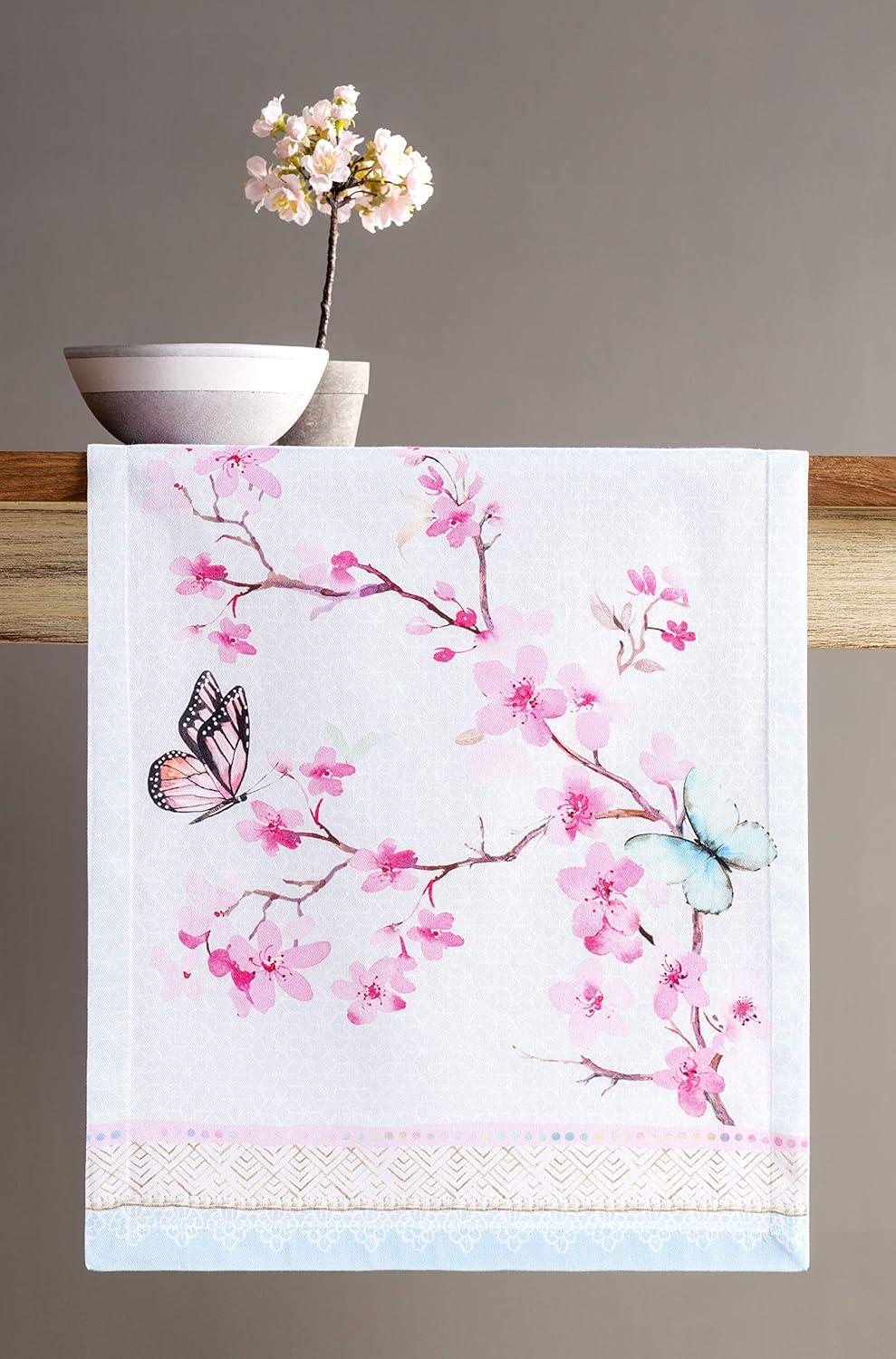 imageMaison dHermine Table Runner 100 Cotton Single Layer Easter Table Runners 72 inches Long Home Kitchen Dining Party ampamp Camping  Easter Decorations Spring ampamp Summer Printemps 1450quot x 72quot08  Blossoms in Spring