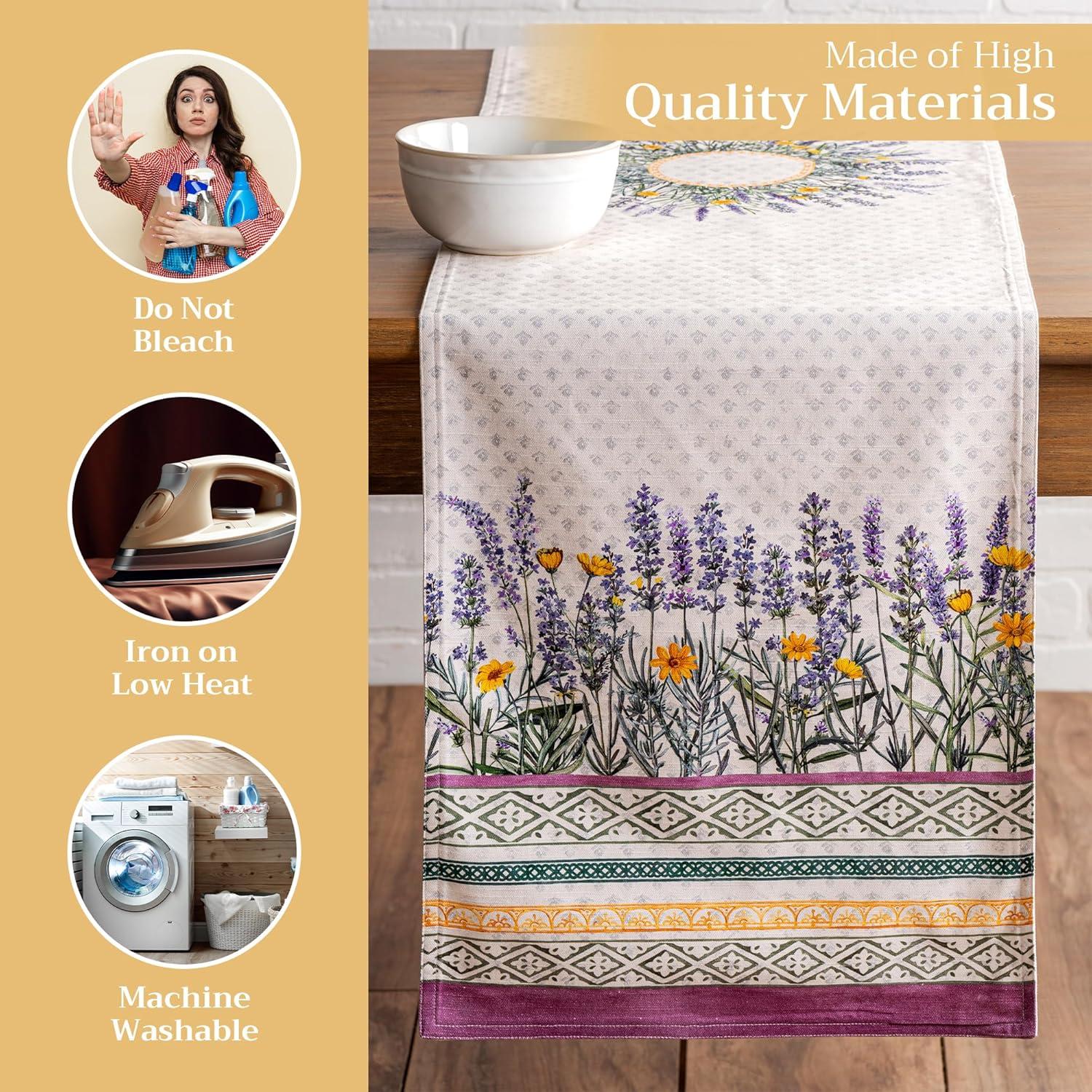 imageMaison dHermine Table Runner 100 Cotton Single Layer Easter Table Runners 72 inches Long Home Kitchen Dining Party ampamp Camping  Easter Decorations Spring ampamp Summer Printemps 1450quot x 72quot18  Fanny Lavender