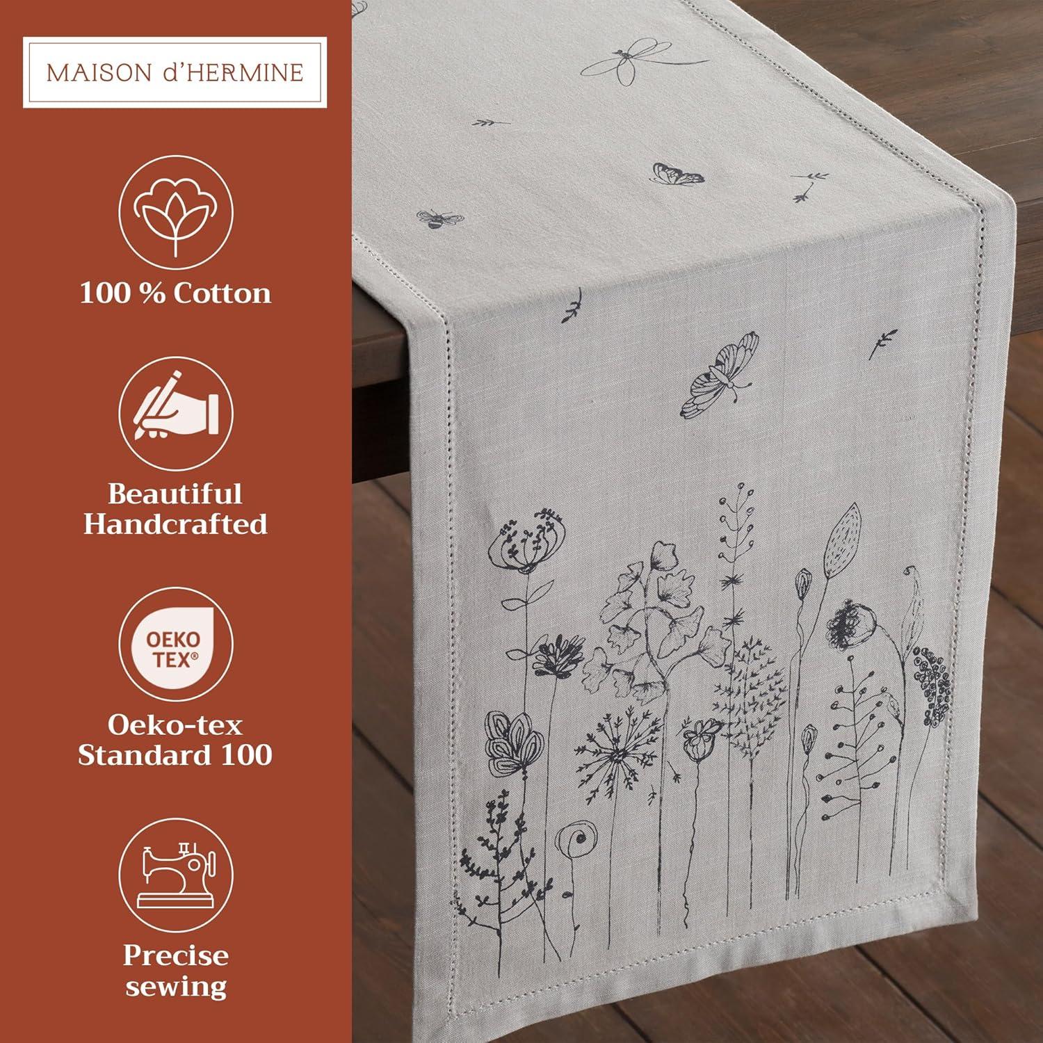 imageMaison dHermine Table Runner 100 Cotton Single Layer Easter Table Runners 72 inches Long Home Kitchen Dining Party ampamp Camping  Easter Decorations Spring ampamp Summer Printemps 1450quot x 72quot12  Flore