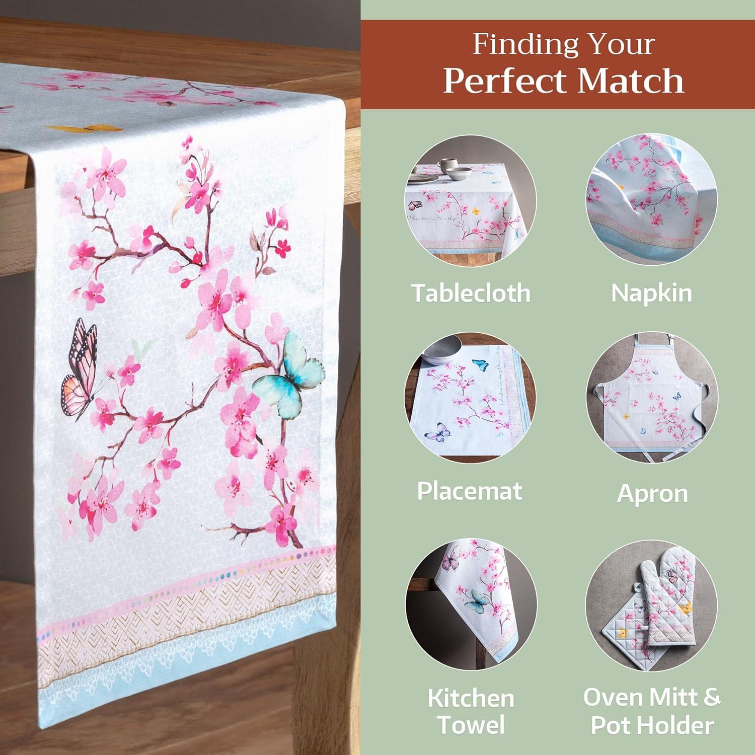 imageMaison dHermine Table Runner 100 Cotton Single Layer Easter Table Runners 72 inches Long Home Kitchen Dining Party ampamp Camping  Easter Decorations Spring ampamp Summer Printemps 1450quot x 72quot08  Blossoms in Spring