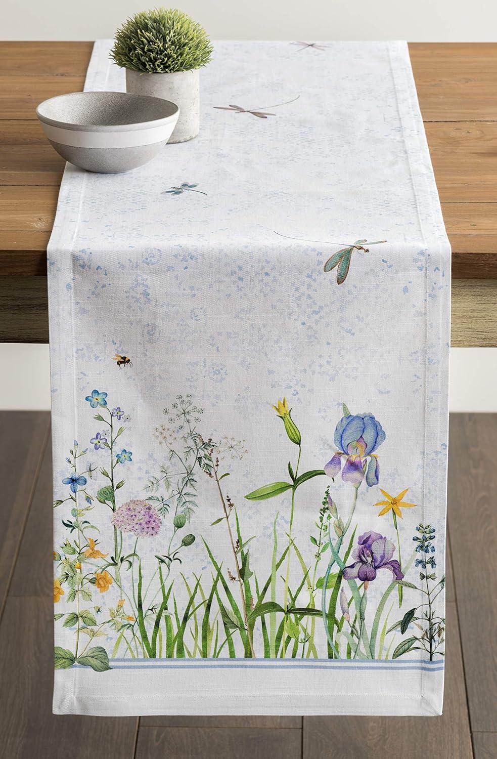 imageMaison dHermine Table Runner 100 Cotton Single Layer Easter Table Runners 72 inches Long Home Kitchen Dining Party ampamp Camping  Easter Decorations Spring ampamp Summer Printemps 1450quot x 72quot07  Fleurs De Mai