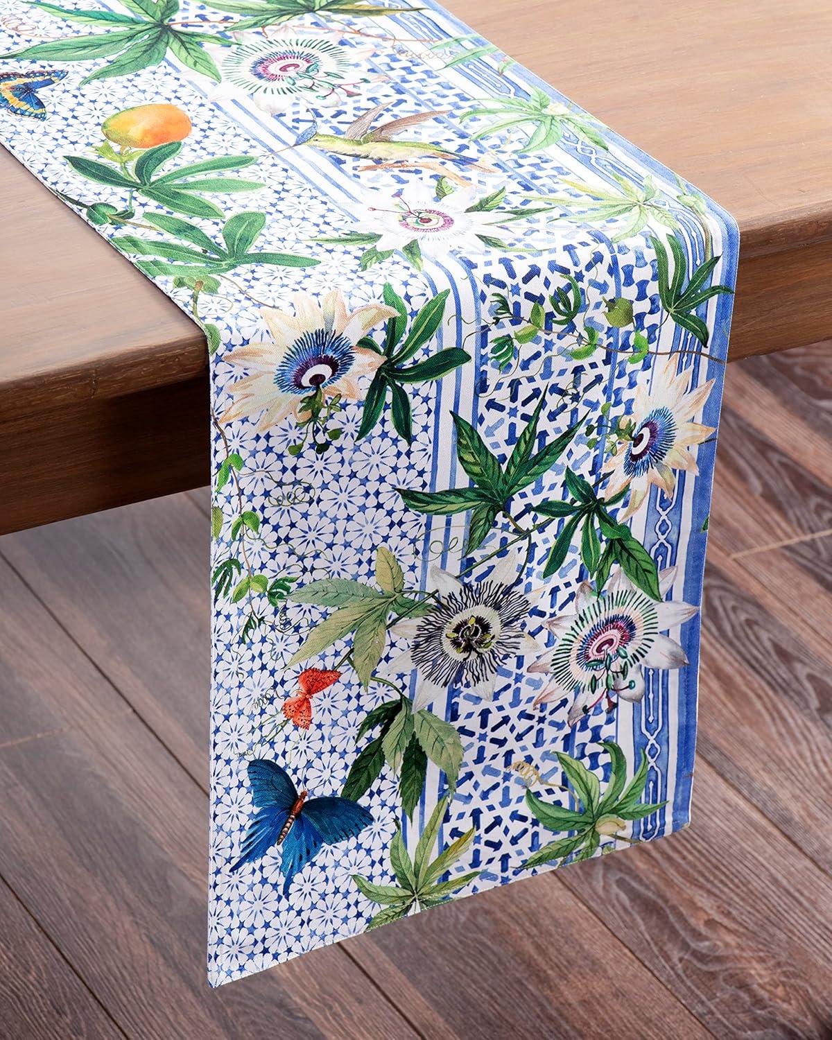 imageMaison dHermine Table Runner 100 Cotton Single Layer Easter Table Runners 72 inches Long Home Kitchen Dining Party ampamp Camping  Easter Decorations Spring ampamp Summer Printemps 1450quot x 72quot26  Passiflora