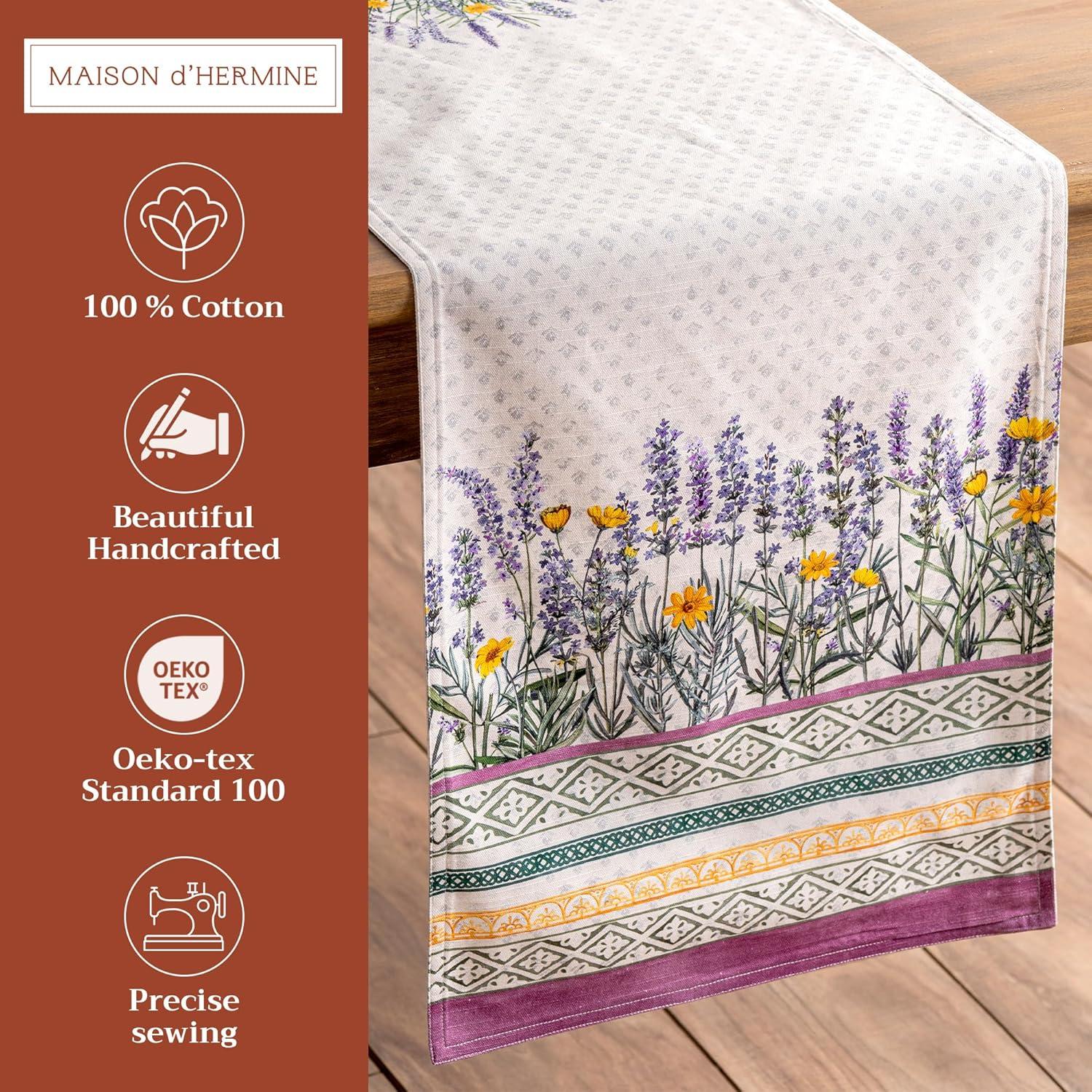 imageMaison dHermine Table Runner 100 Cotton Single Layer Easter Table Runners 72 inches Long Home Kitchen Dining Party ampamp Camping  Easter Decorations Spring ampamp Summer Printemps 1450quot x 72quot18  Fanny Lavender