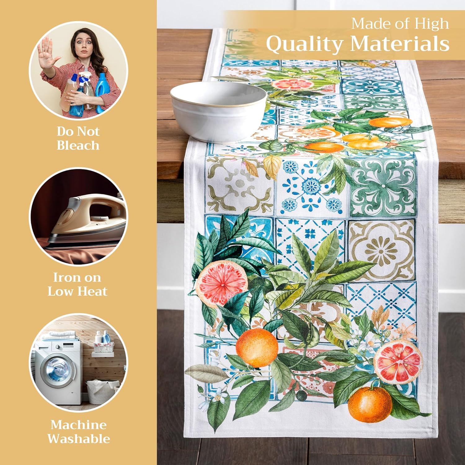 imageMaison dHermine Table Runner 100 Cotton Single Layer Easter Table Runners 72 inches Long Home Kitchen Dining Party ampamp Camping  Easter Decorations Spring ampamp Summer Printemps 1450quot x 72quot16  Agrume