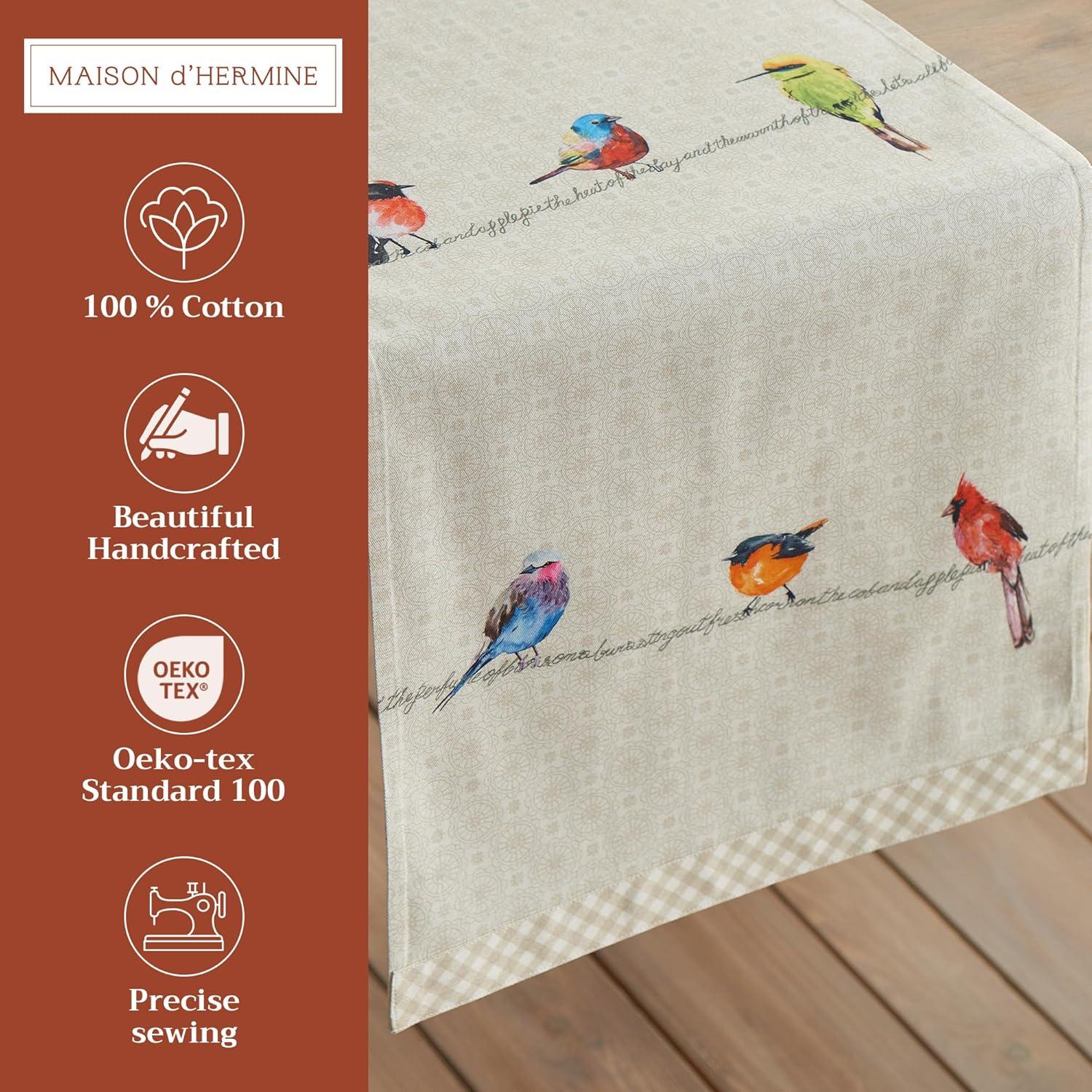 imageMaison dHermine Table Runner 100 Cotton Single Layer Easter Table Runners 72 inches Long Home Kitchen Dining Party ampamp Camping  Easter Decorations Spring ampamp Summer Printemps 1450quot x 72quot09  Birdies on Wire
