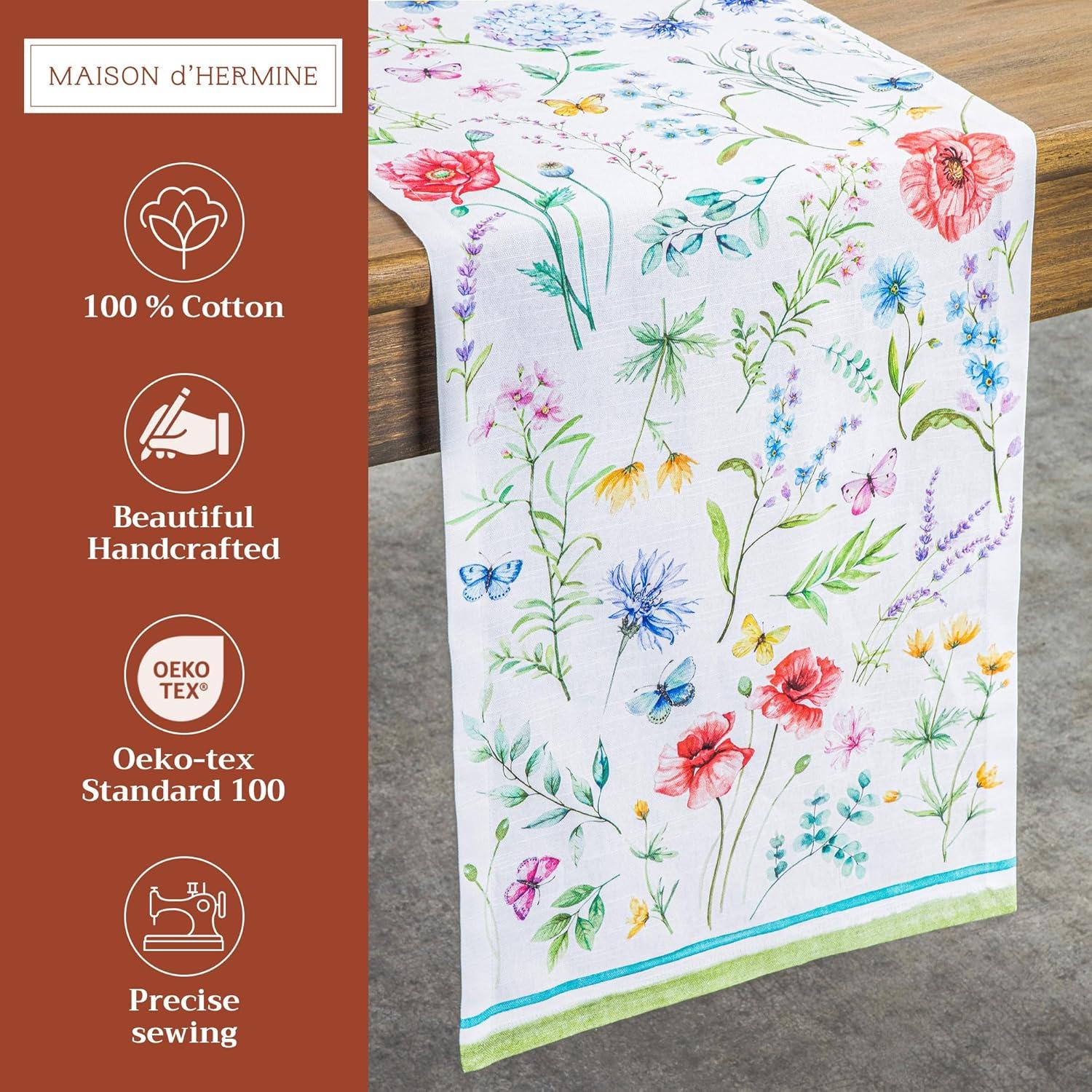 imageMaison dHermine Table Runner 100 Cotton Single Layer Easter Table Runners 72 inches Long Home Kitchen Dining Party ampamp Camping  Easter Decorations Spring ampamp Summer Printemps 1450quot x 72quot24  Just Floral