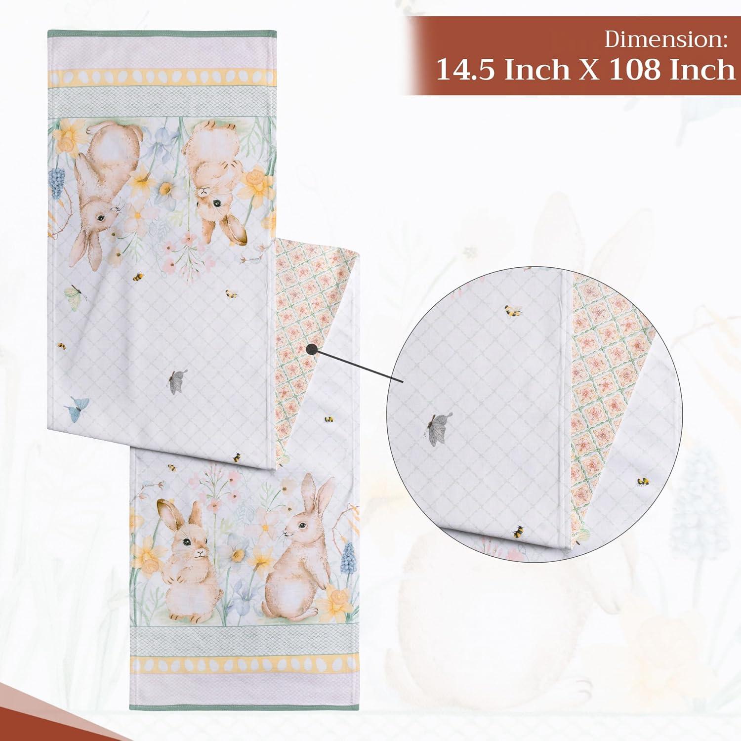 imageMaison dHermine Table Runner 100 Cotton Single Layer Easter Table Runners 72 inches Long Home Kitchen Dining Party ampamp Camping  Easter Decorations Spring ampamp Summer Printemps 1450quot x 72quot15  Easter Dew