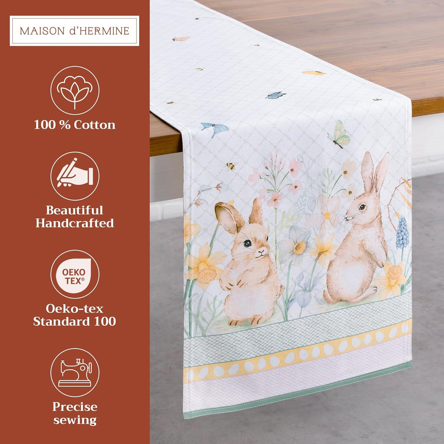 imageMaison dHermine Table Runner 100 Cotton Single Layer Easter Table Runners 72 inches Long Home Kitchen Dining Party ampamp Camping  Easter Decorations Spring ampamp Summer Printemps 1450quot x 72quot15  Easter Dew