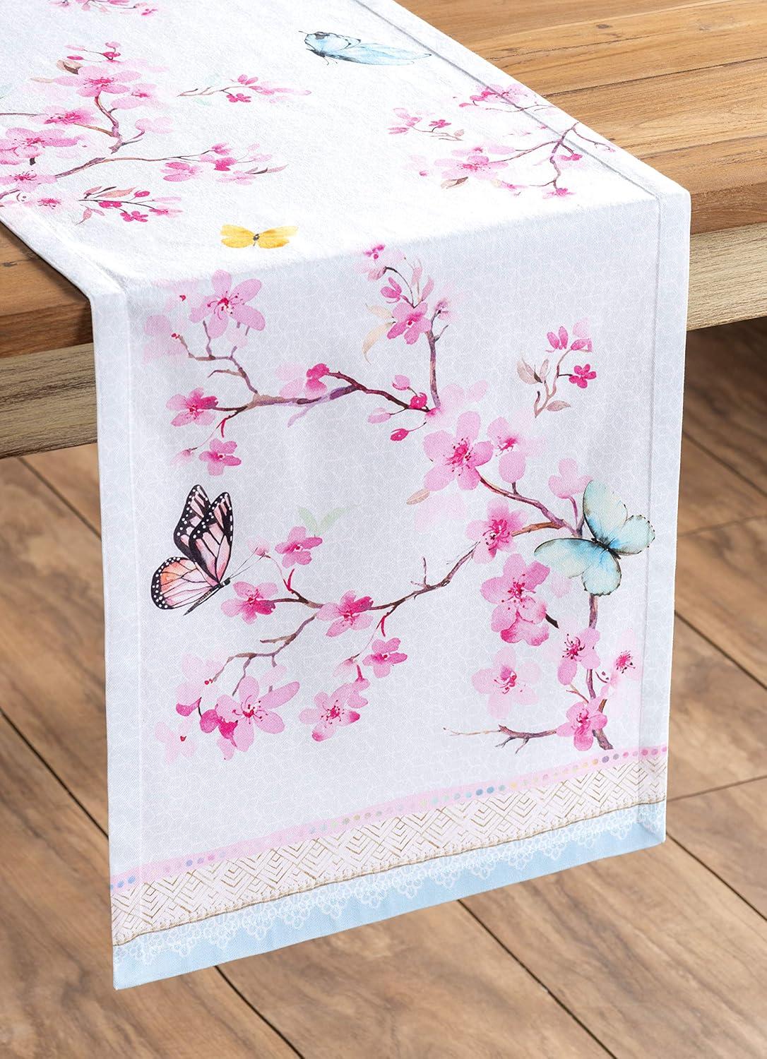 imageMaison dHermine Table Runner 100 Cotton Single Layer Easter Table Runners 72 inches Long Home Kitchen Dining Party ampamp Camping  Easter Decorations Spring ampamp Summer Printemps 1450quot x 72quot08  Blossoms in Spring