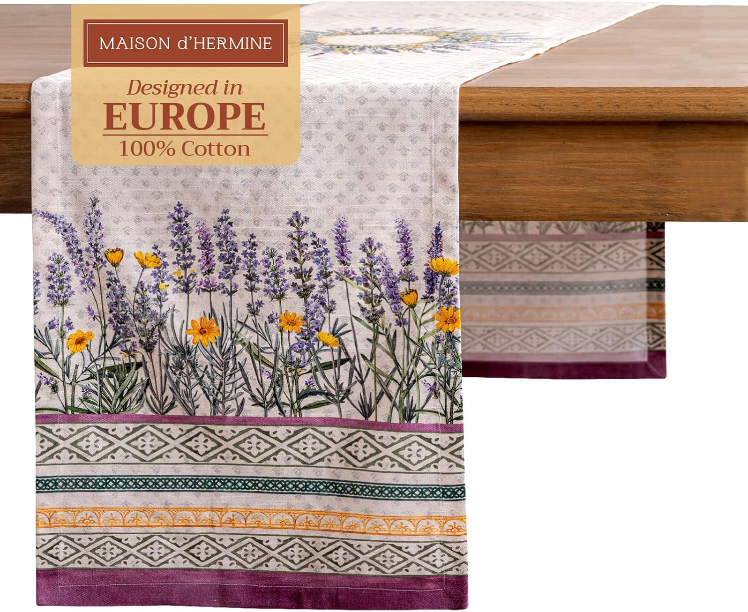 imageMaison dHermine Table Runner 100 Cotton Single Layer Easter Table Runners 72 inches Long Home Kitchen Dining Party ampamp Camping  Easter Decorations Spring ampamp Summer Printemps 1450quot x 72quot18  Fanny Lavender