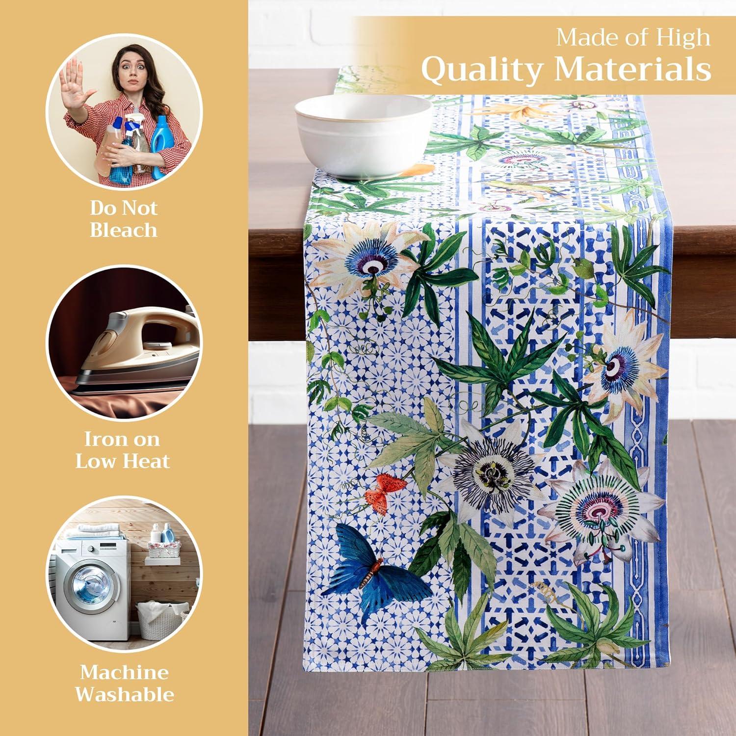 imageMaison dHermine Table Runner 100 Cotton Single Layer Easter Table Runners 72 inches Long Home Kitchen Dining Party ampamp Camping  Easter Decorations Spring ampamp Summer Printemps 1450quot x 72quot26  Passiflora