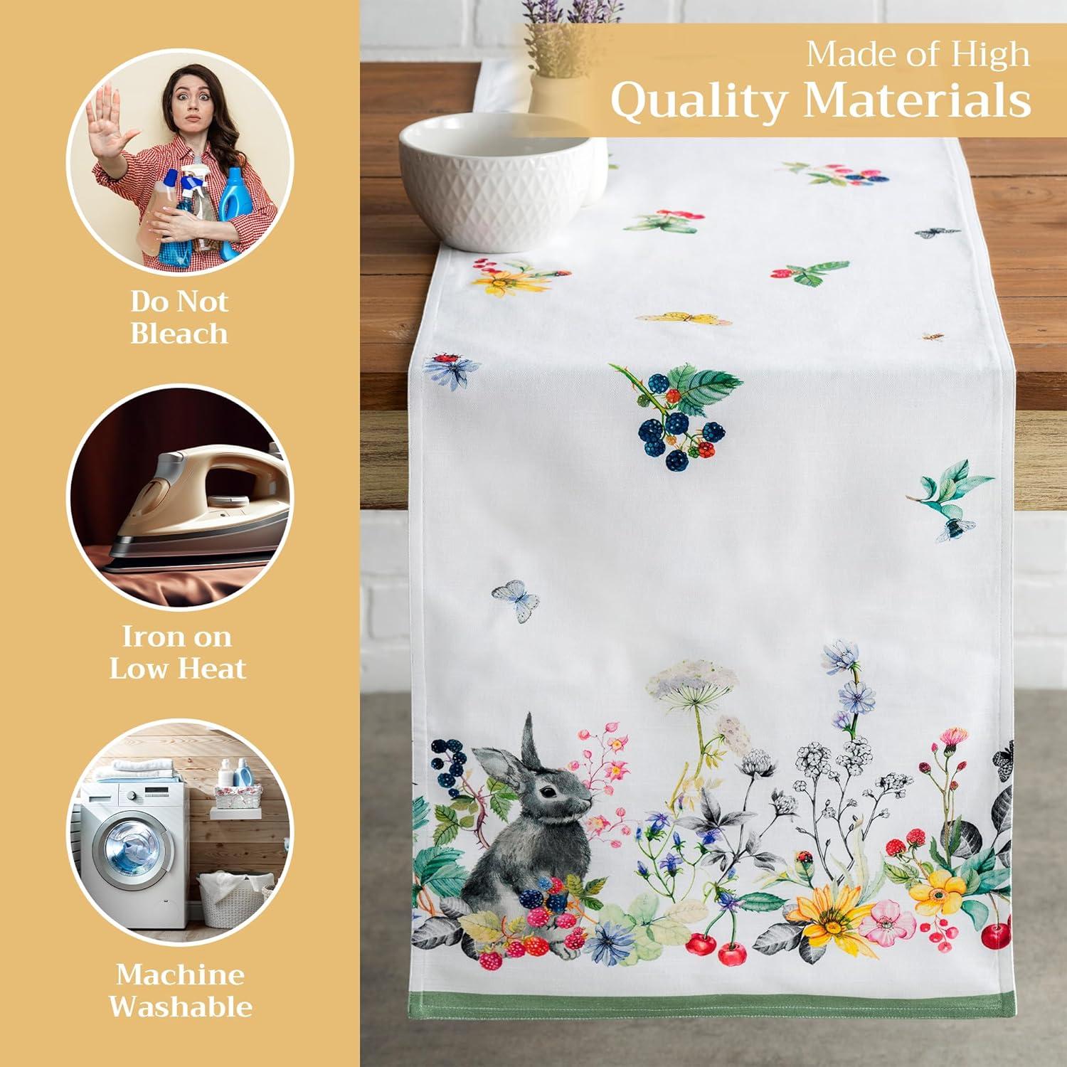 imageMaison dHermine Table Runner 100 Cotton Single Layer Easter Table Runners 72 inches Long Home Kitchen Dining Party ampamp Camping  Easter Decorations Spring ampamp Summer Printemps 1450quot x 72quot10  Printemps