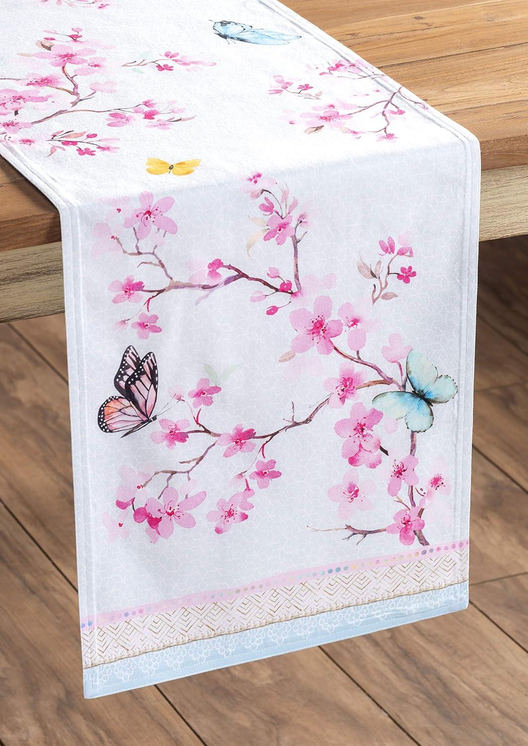 imageMaison dHermine Table Runner 100 Cotton Single Layer Easter Table Runners 72 inches Long Home Kitchen Dining Party ampamp Camping  Easter Decorations Spring ampamp Summer Printemps 1450quot x 72quot08  Blossoms in Spring