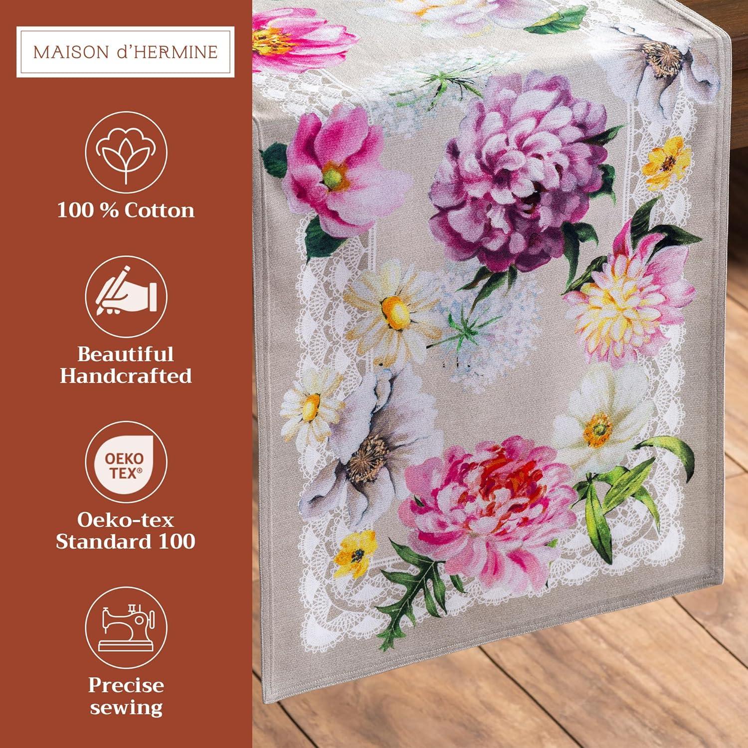 imageMaison dHermine Table Runner 100 Cotton Single Layer Easter Table Runners 72 inches Long Home Kitchen Dining Party ampamp Camping  Easter Decorations Spring ampamp Summer Printemps 1450quot x 72quot21  Pivoine
