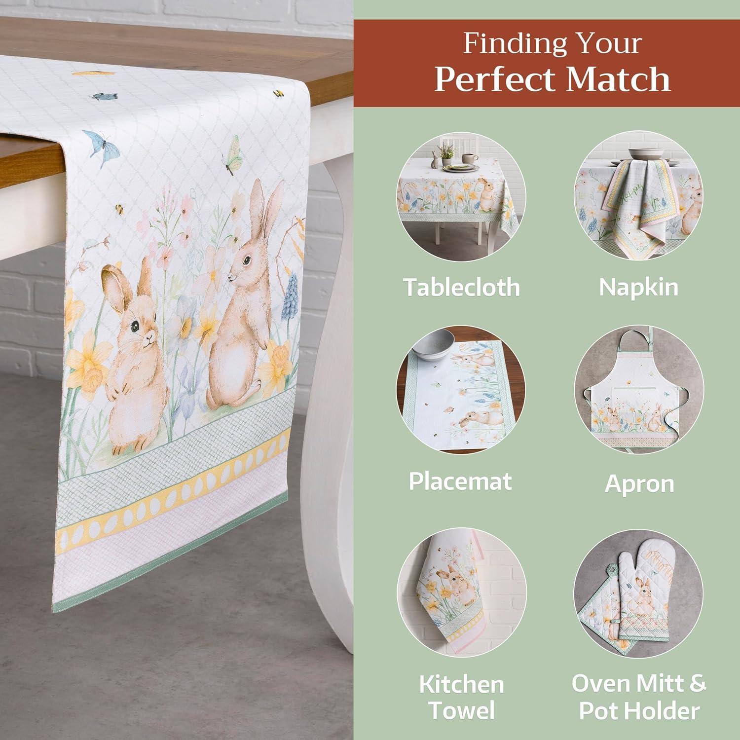 imageMaison dHermine Table Runner 100 Cotton Single Layer Easter Table Runners 72 inches Long Home Kitchen Dining Party ampamp Camping  Easter Decorations Spring ampamp Summer Printemps 1450quot x 72quot15  Easter Dew
