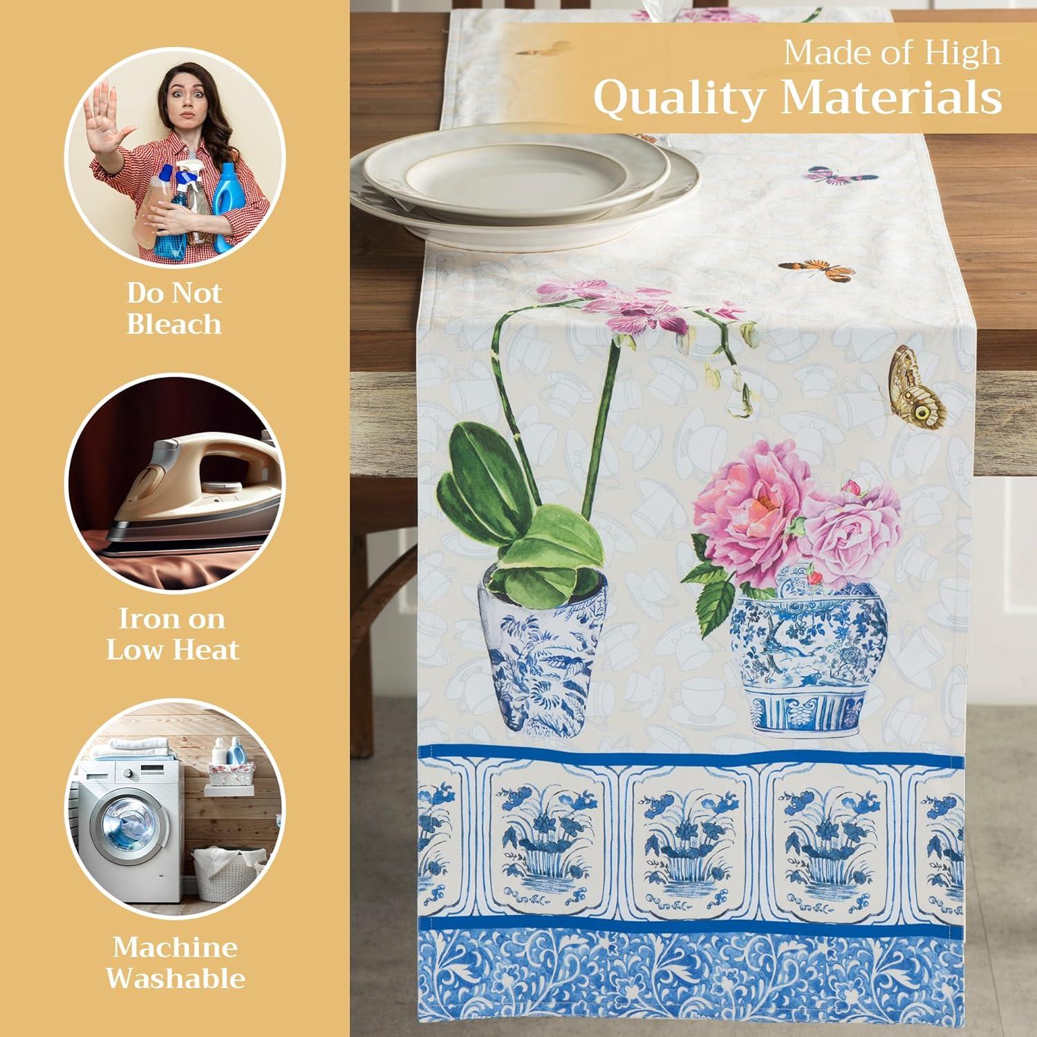 imageMaison dHermine Table Runner 100 Cotton Single Layer Easter Table Runners 72 inches Long Home Kitchen Dining Party ampamp Camping  Easter Decorations Spring ampamp Summer Printemps 1450quot x 72quot14  Canton